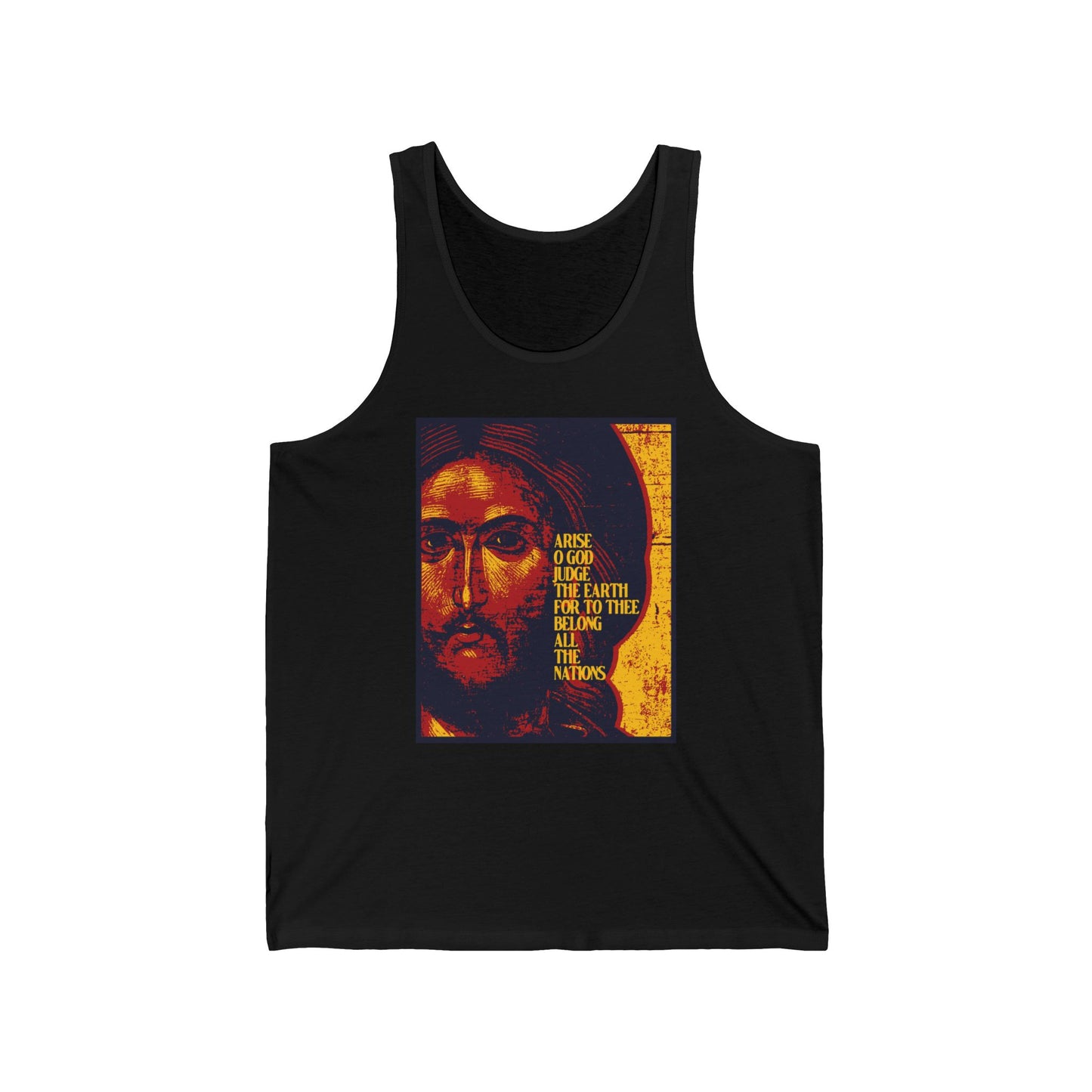 Arise, O God, Judge the Earth (Psalm 82/81) | Jesus Christ Russian Style IconoGraphic | Orthodox Christian Jersey Tank Top / Sleeveless Shirt