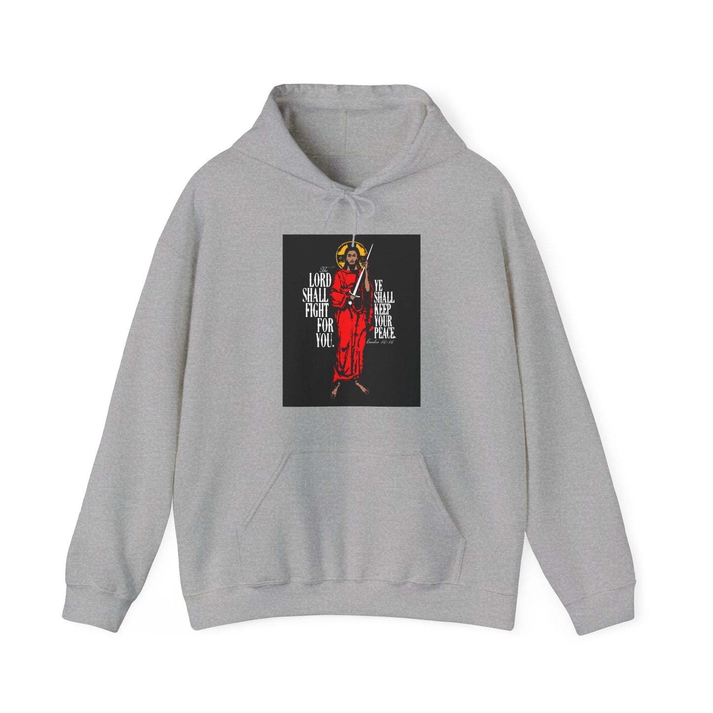 The Lord Shall Fight For You (Exodus 14:14) | Jesus Christ with Sword IconoGraphic | Orthodox Christian Hoodie