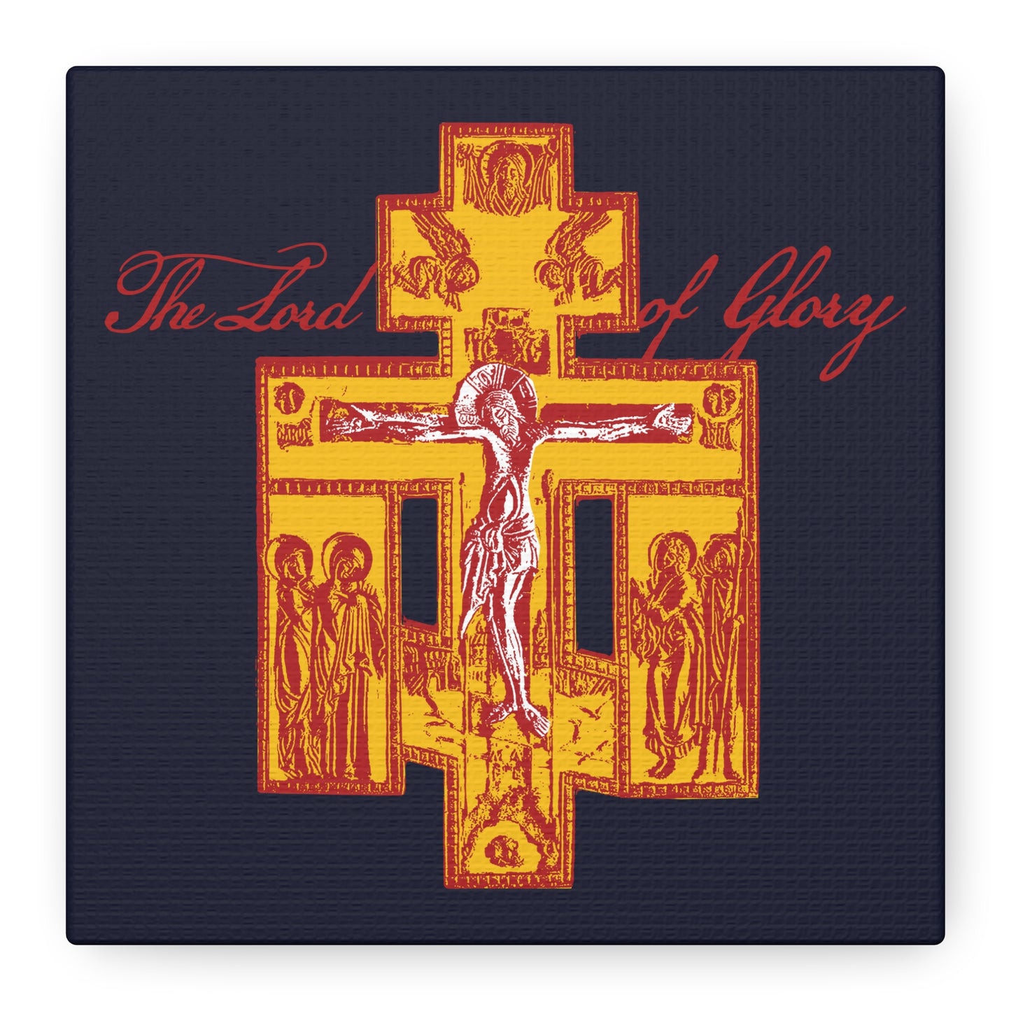 The Lord of Glory | Russian Golgotha Crucifix IconoGraphic (Blue BG) | 1 Corinthians 2:8 | Orthodox Christian Canvas Art