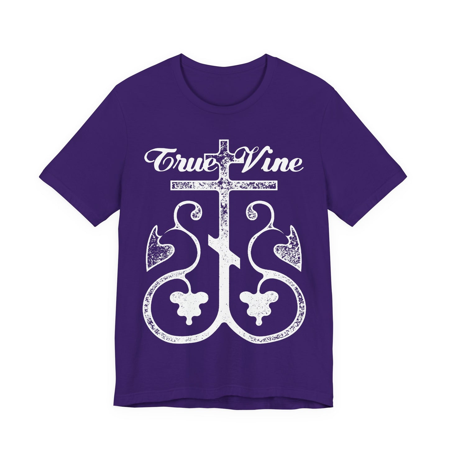 I Am the True Vine (John 15, Ezekiel 15) | Orthodox Cross with Grape Vine | Photocopy Effect | Christian Unisex Cotton T-Shirt