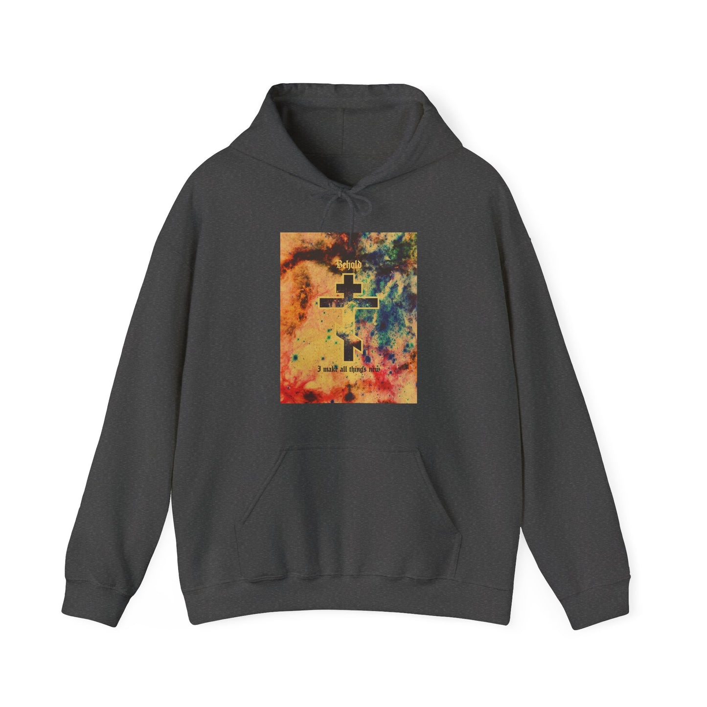 Behold, I Make All Things New (Rev 21:5) | Cosmic Orthodox Cross On Inverted Starfield | Second Coming | Orthodox Christian Hoodie