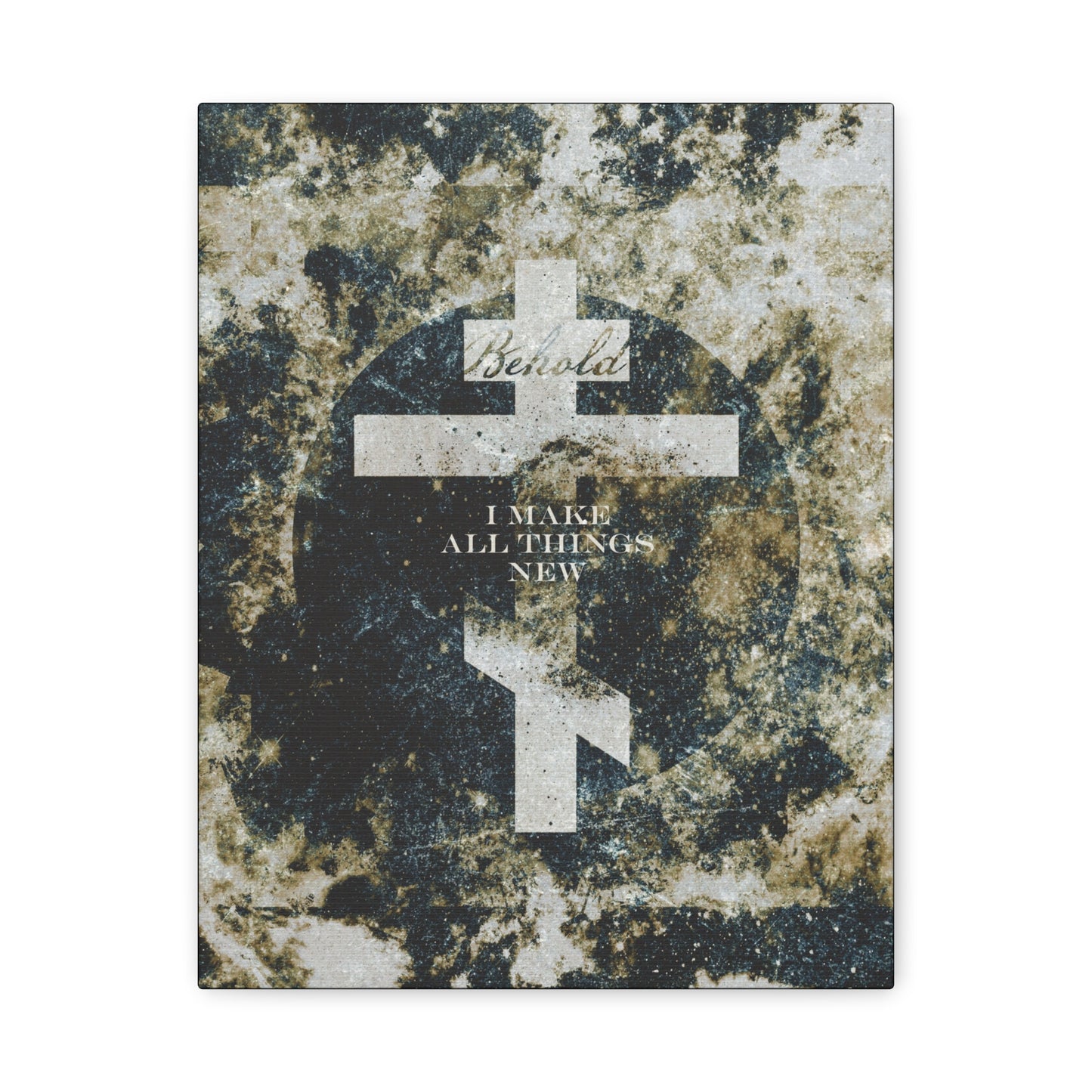 Behold, I Make All Things New | Revelation 21:5 | Cosmic Textured Orthodox Cross | Parousia | Orthodox Christian Canvas Art