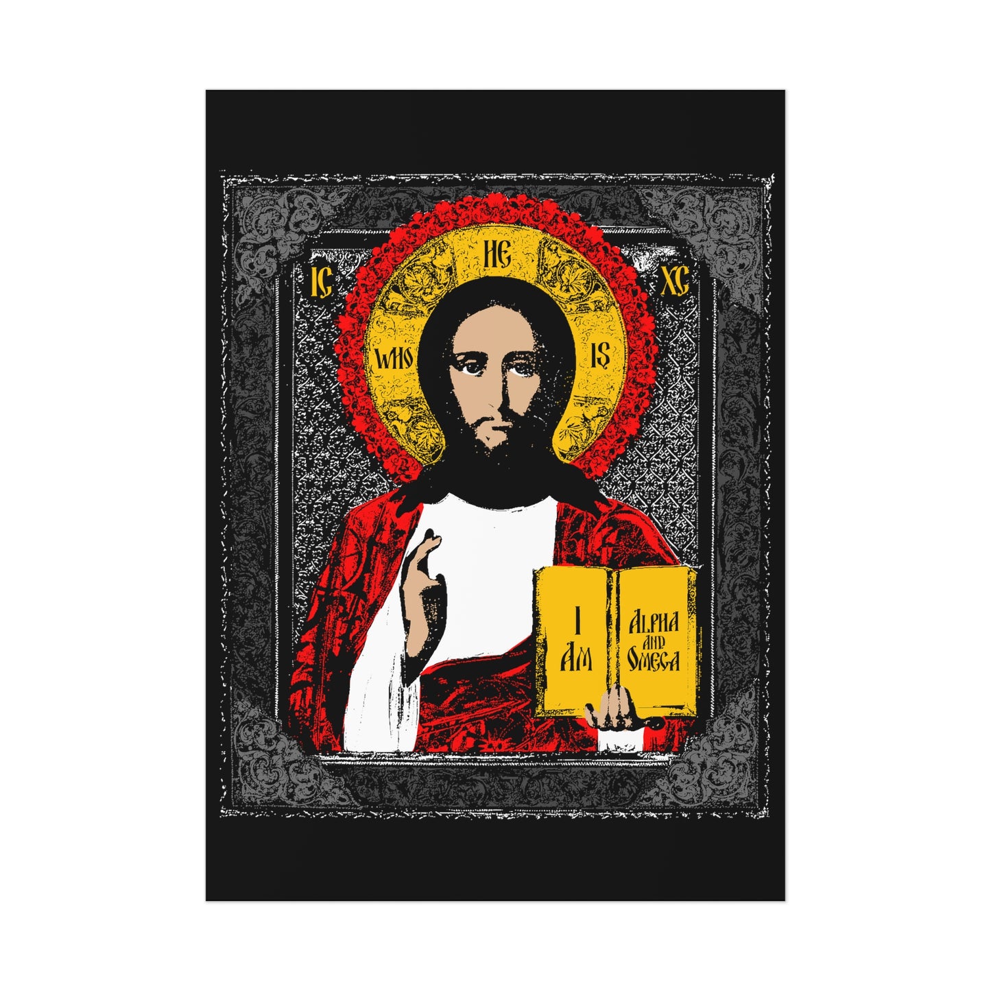 Christ Pantocrator IconoGraphic No. 1 (Alpha and Omega) | Orthodox Christian Art Poster