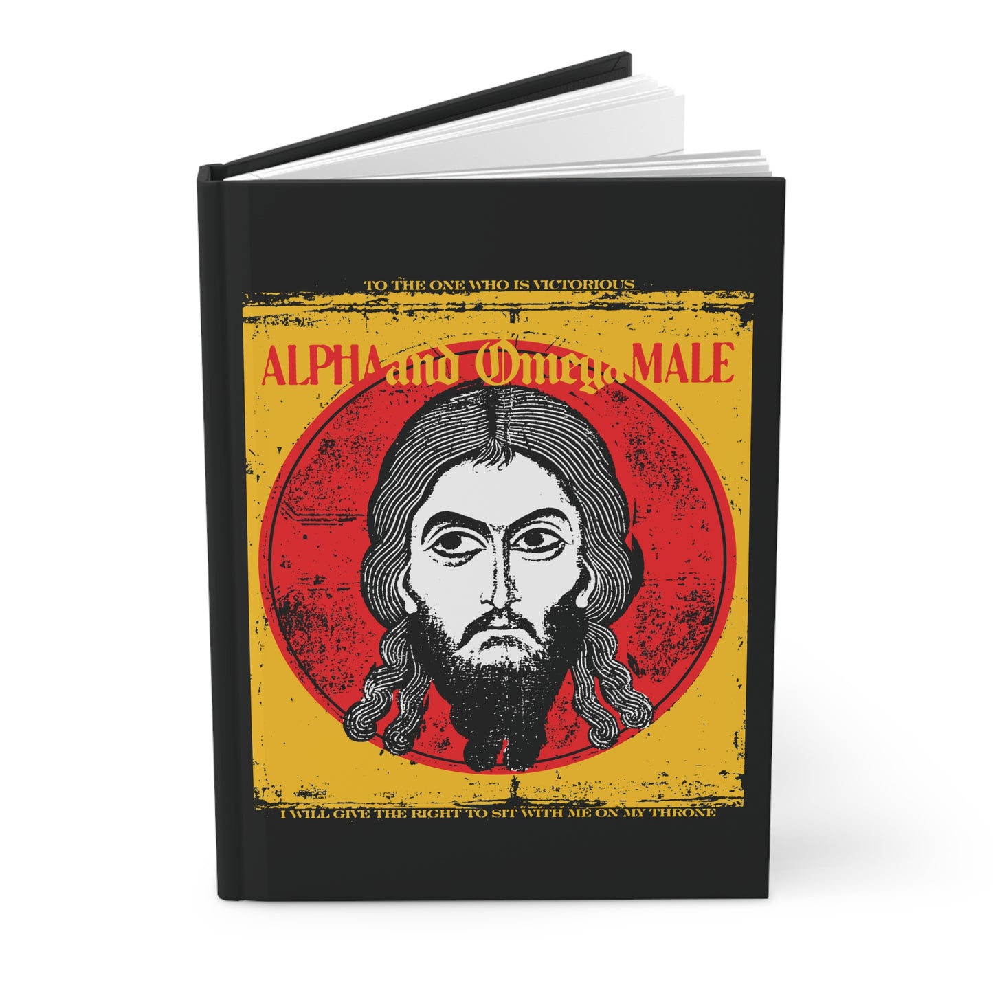 Alpha and Omega Male (Jesus Christ Image of Edessa IkonoGraphic) | Mandylion Image Made Without Hands | Orthodox Christian Hardcover Journal-Remembrance of Death