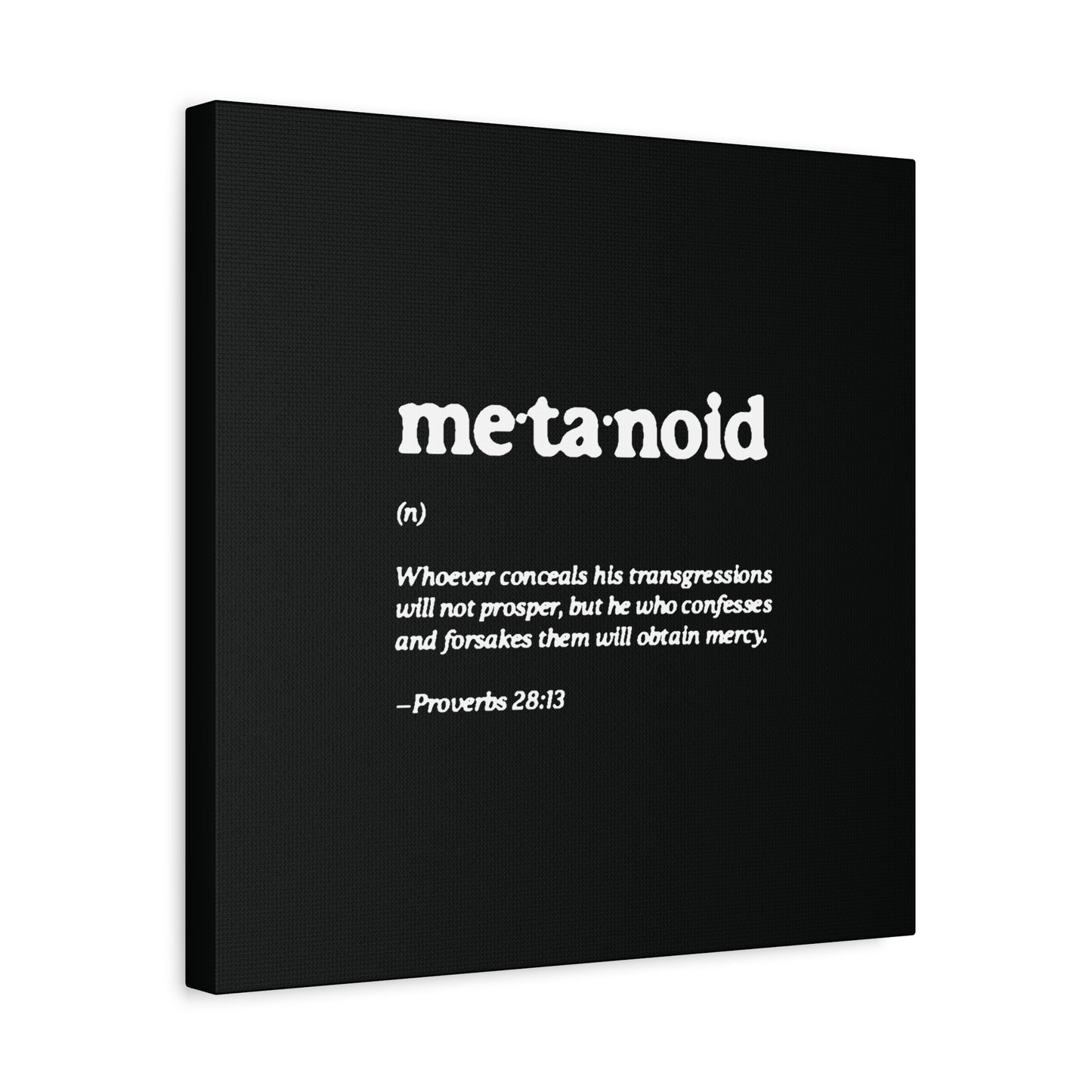 Metanoia Metanoid Definition | Proverbs 28:13 | Confession & Repentance | Minimalist Design | Orthodox Christian Canvas Art