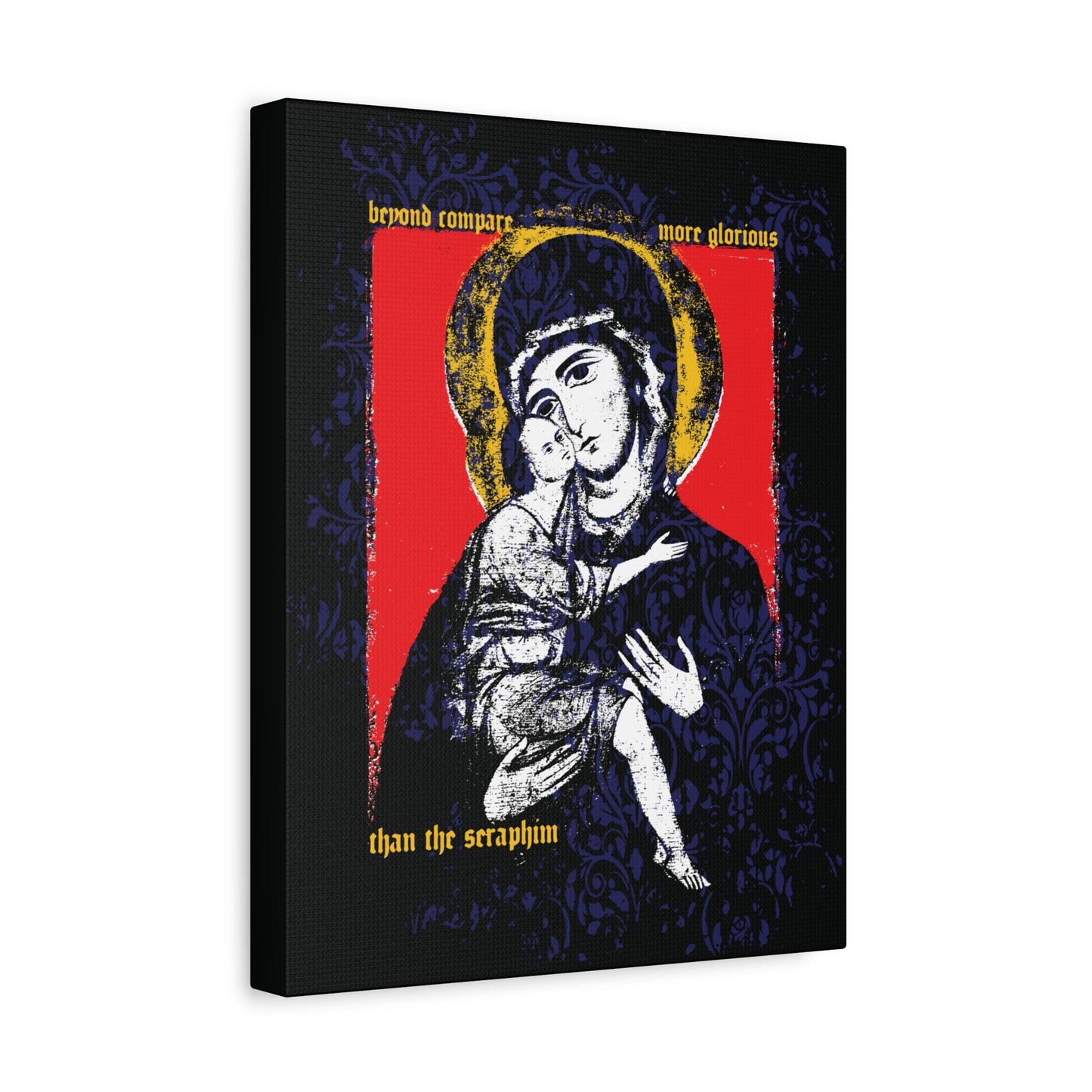 Beyond Compare More Glorious Than the Seraphim | Vladimir Theotokos Iconographic | Orthodox Christian Canvas Art