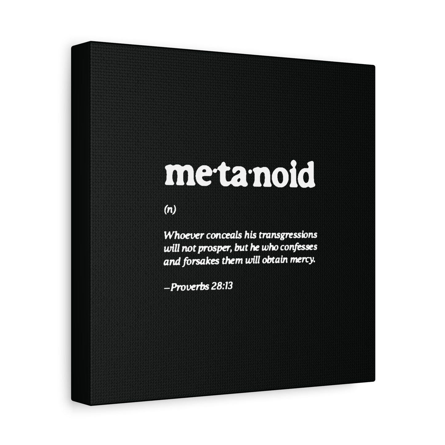 Metanoia Metanoid Definition | Proverbs 28:13 | Confession & Repentance | Minimalist Design | Orthodox Christian Canvas Art