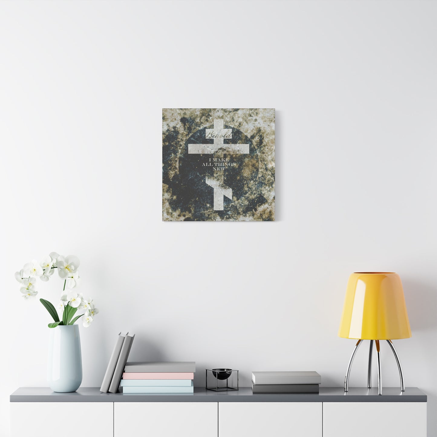 Behold, I Make All Things New | Revelation 21:5 | Cosmic Textured Orthodox Cross | Parousia | Orthodox Christian Canvas Art