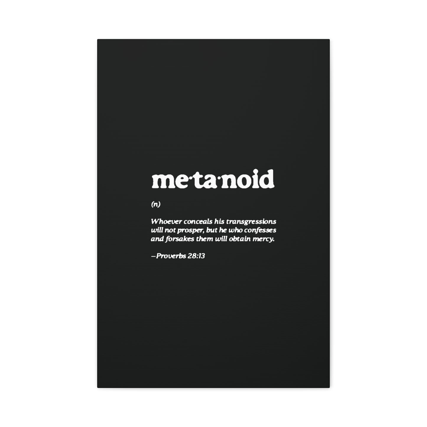 Metanoia Metanoid Definition | Proverbs 28:13 | Confession & Repentance | Minimalist Design | Orthodox Christian Canvas Art