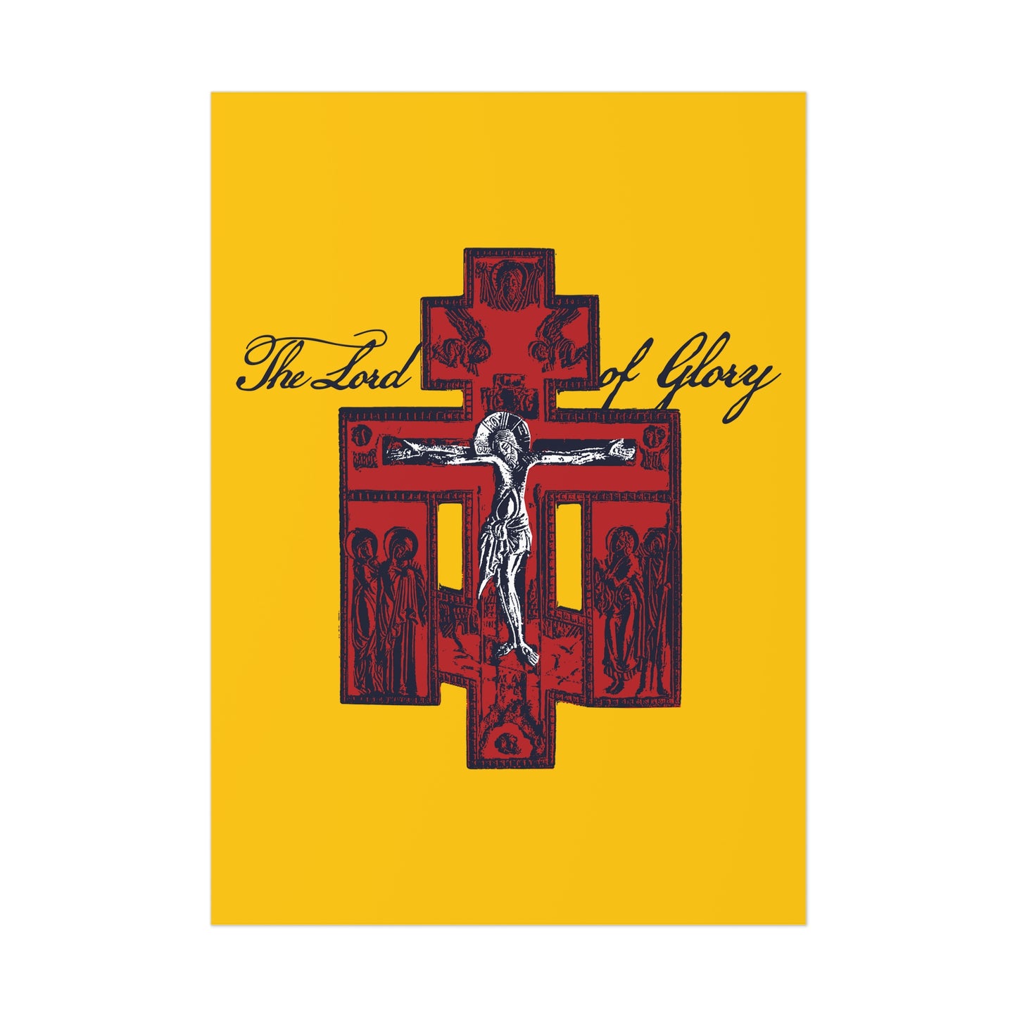 The Lord of Glory | Russian Golgotha Crucifix IconoGraphic (Gold BG) | 1 Corinthians 2:8 | Orthodox Christian Art Poster