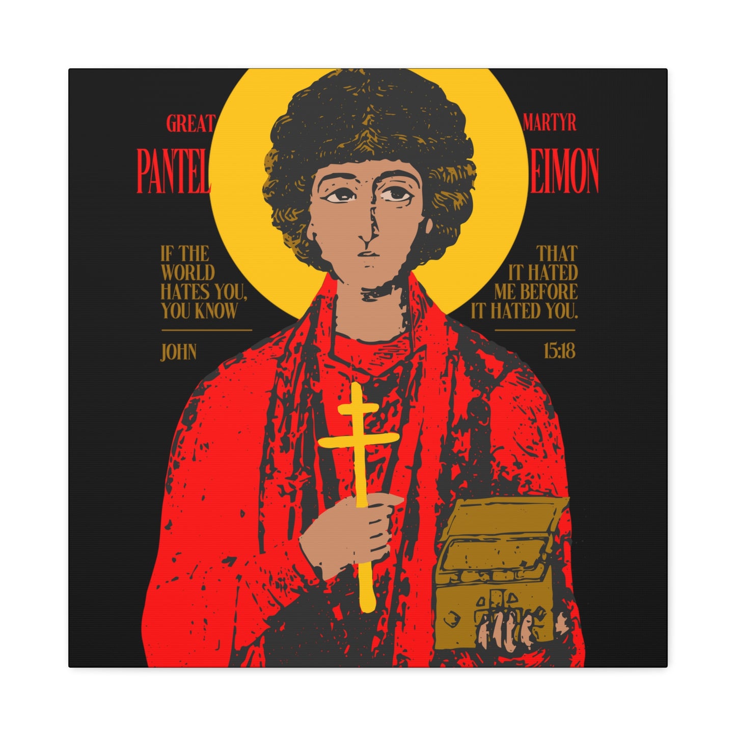 Great-Martyr Panteleimon IconoGraphic No. 1 | Orthodox Christian Canvas Art