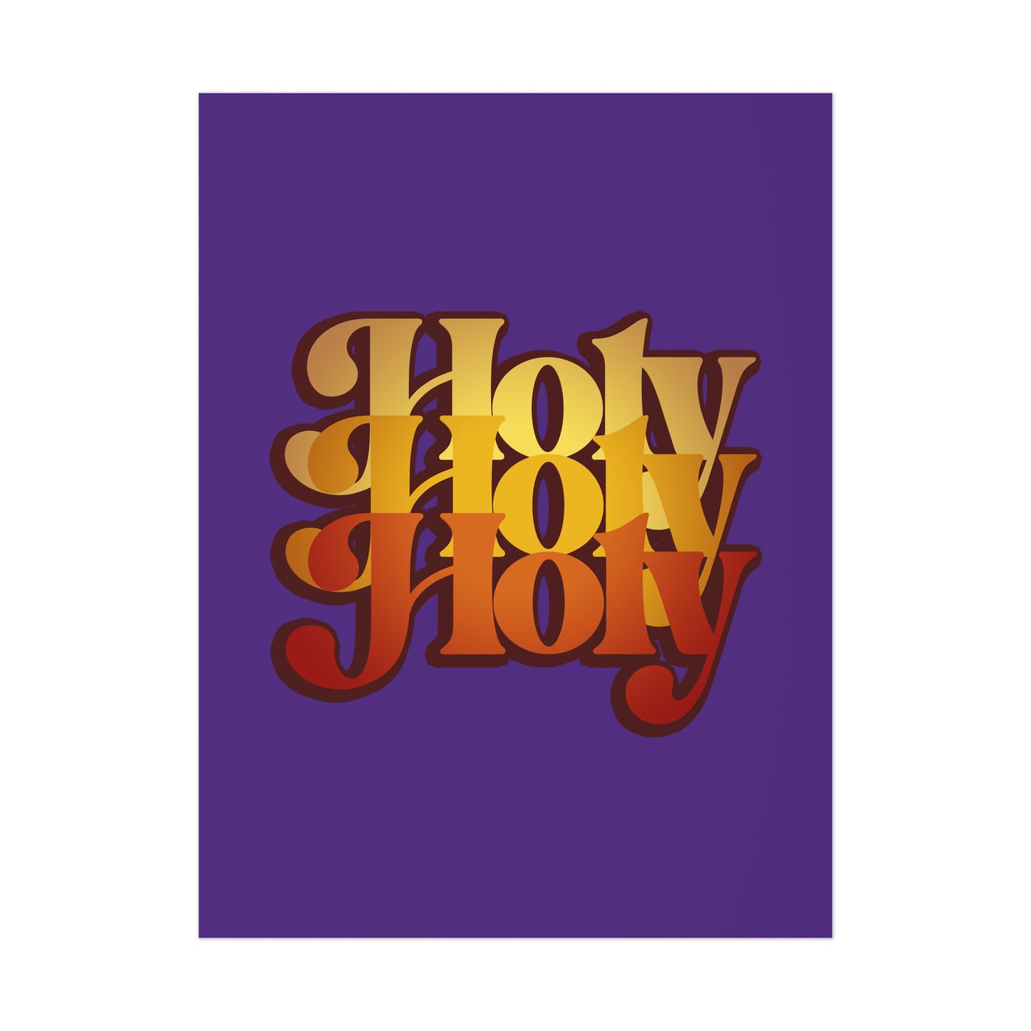 Holy Holy Holy Trisagion Liturgical Prayer 70s Style poster features retro yellow, orange, and red text on a solid purple background, inspired by Isaiah 6 and Orthodox Christian art.