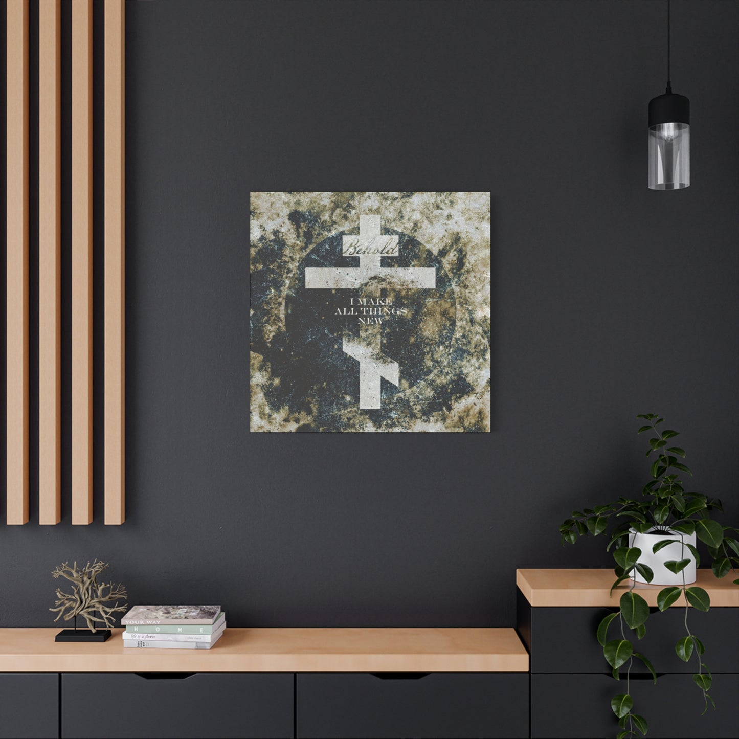 Behold, I Make All Things New | Revelation 21:5 | Cosmic Textured Orthodox Cross | Parousia | Orthodox Christian Canvas Art