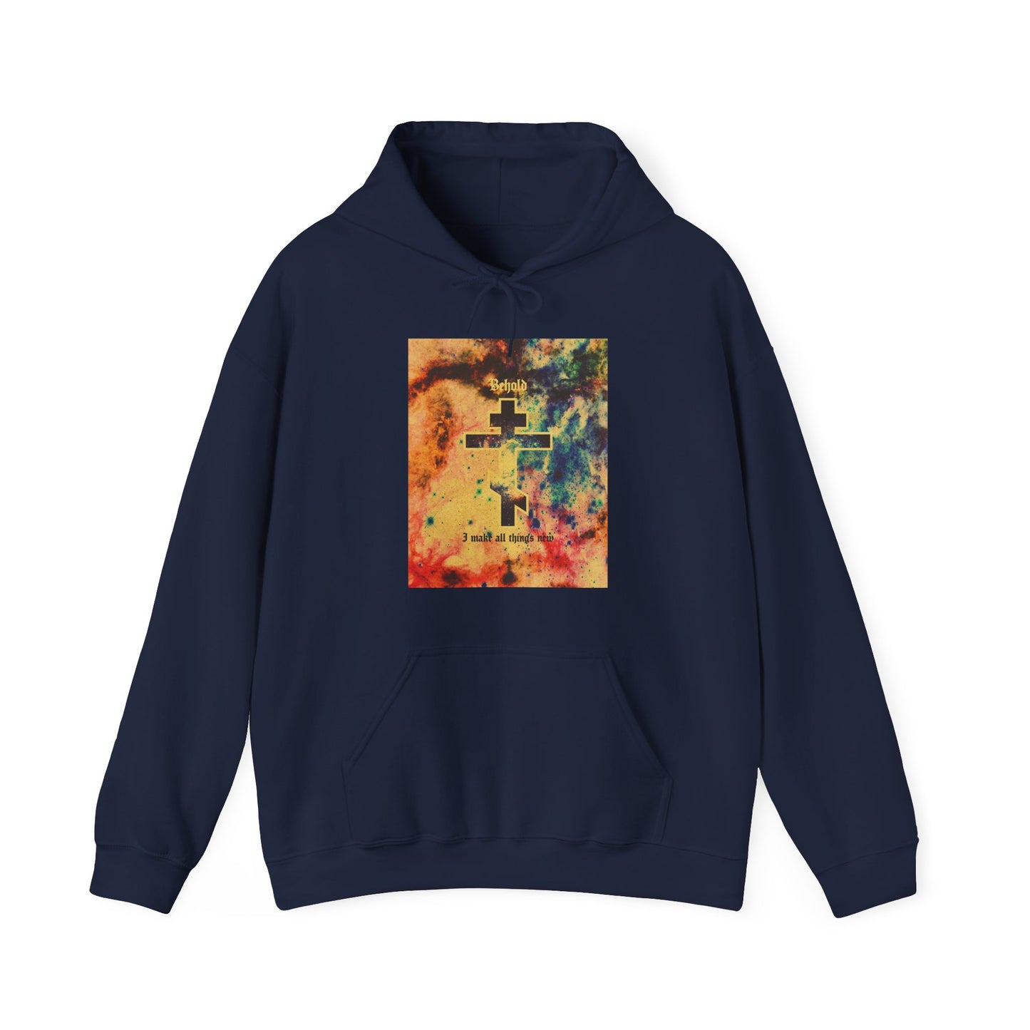 Behold, I Make All Things New (Rev 21:5) | Cosmic Orthodox Cross On Inverted Starfield | Second Coming | Orthodox Christian Hoodie