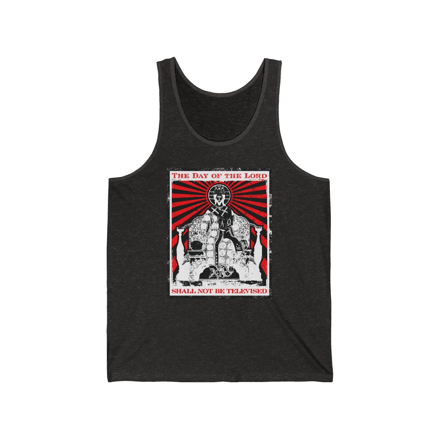 The Day of the Lord Shall Not Be Televised | Jesus Christ Enthroned Iconographic | Second Coming | Revelation | Orthodox Christian Jersey Tank Top