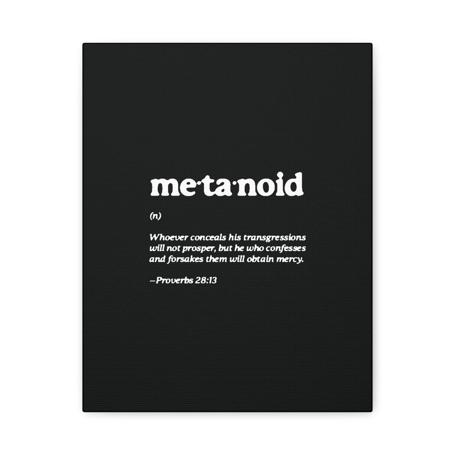 Metanoia Metanoid Definition | Proverbs 28:13 | Confession & Repentance | Minimalist Design | Orthodox Christian Canvas Art