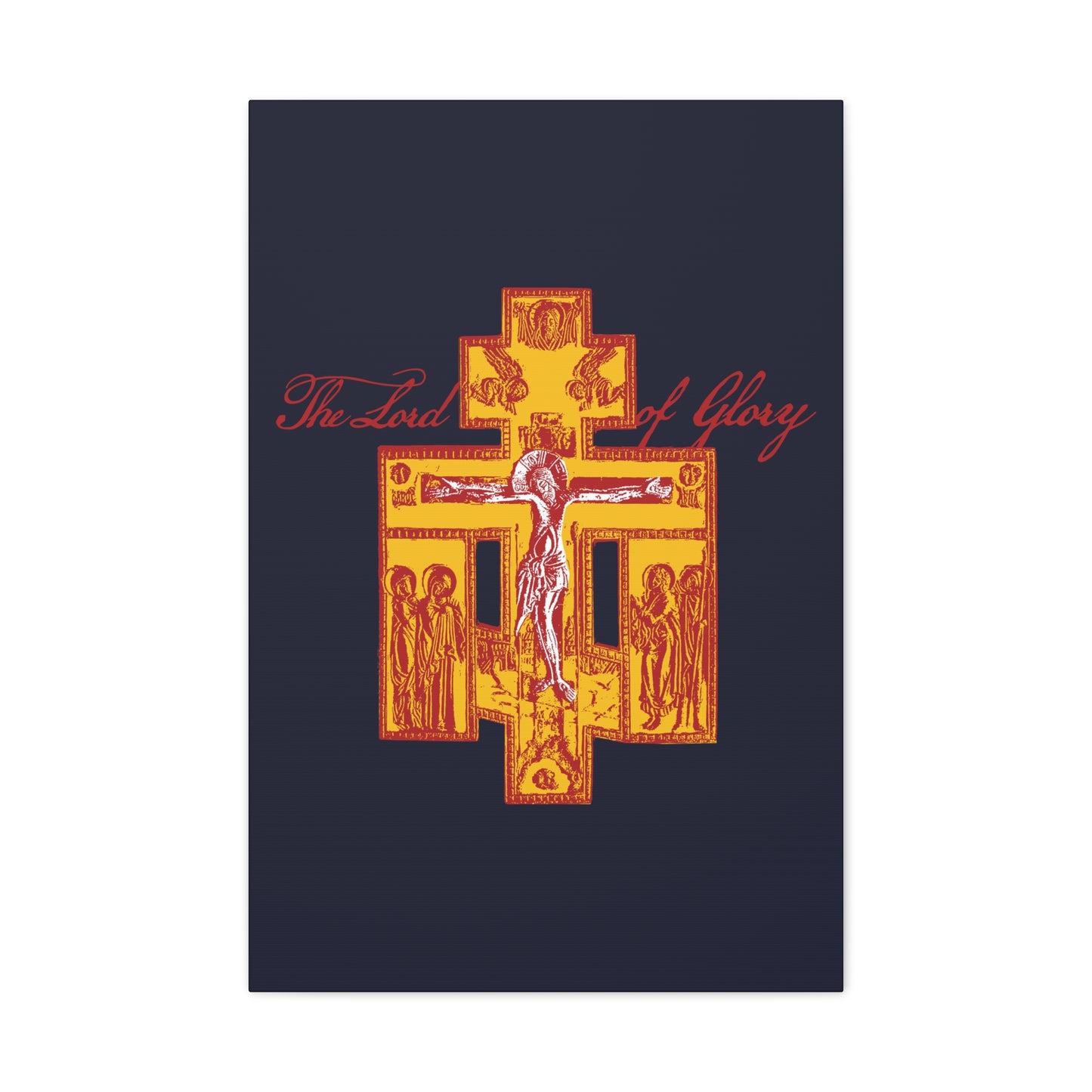The Lord of Glory | Russian Golgotha Crucifix IconoGraphic (Blue BG) | 1 Corinthians 2:8 | Orthodox Christian Canvas Art