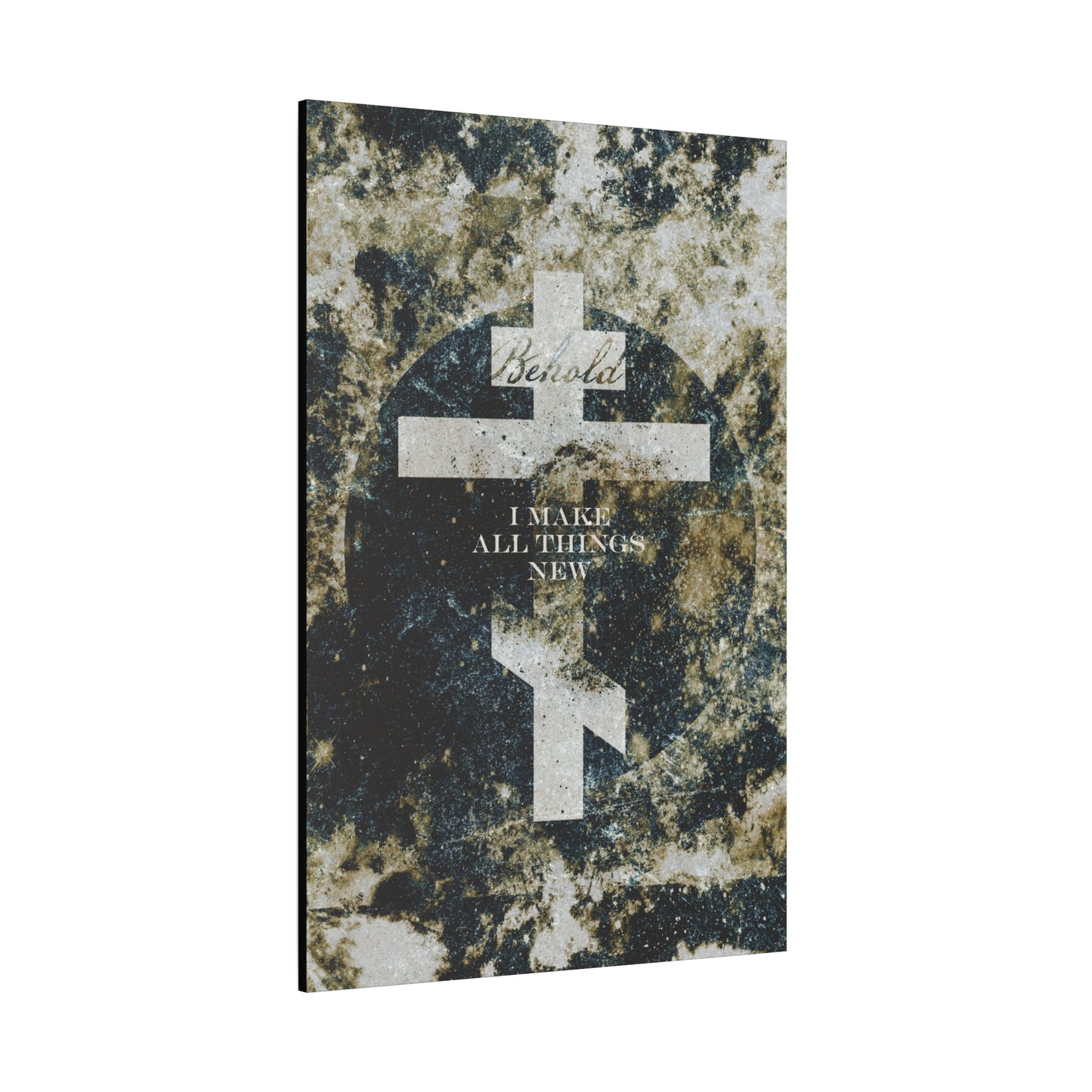 Behold, I Make All Things New | Revelation 21:5 | Cosmic Textured Orthodox Cross | Parousia | Orthodox Christian Canvas Art