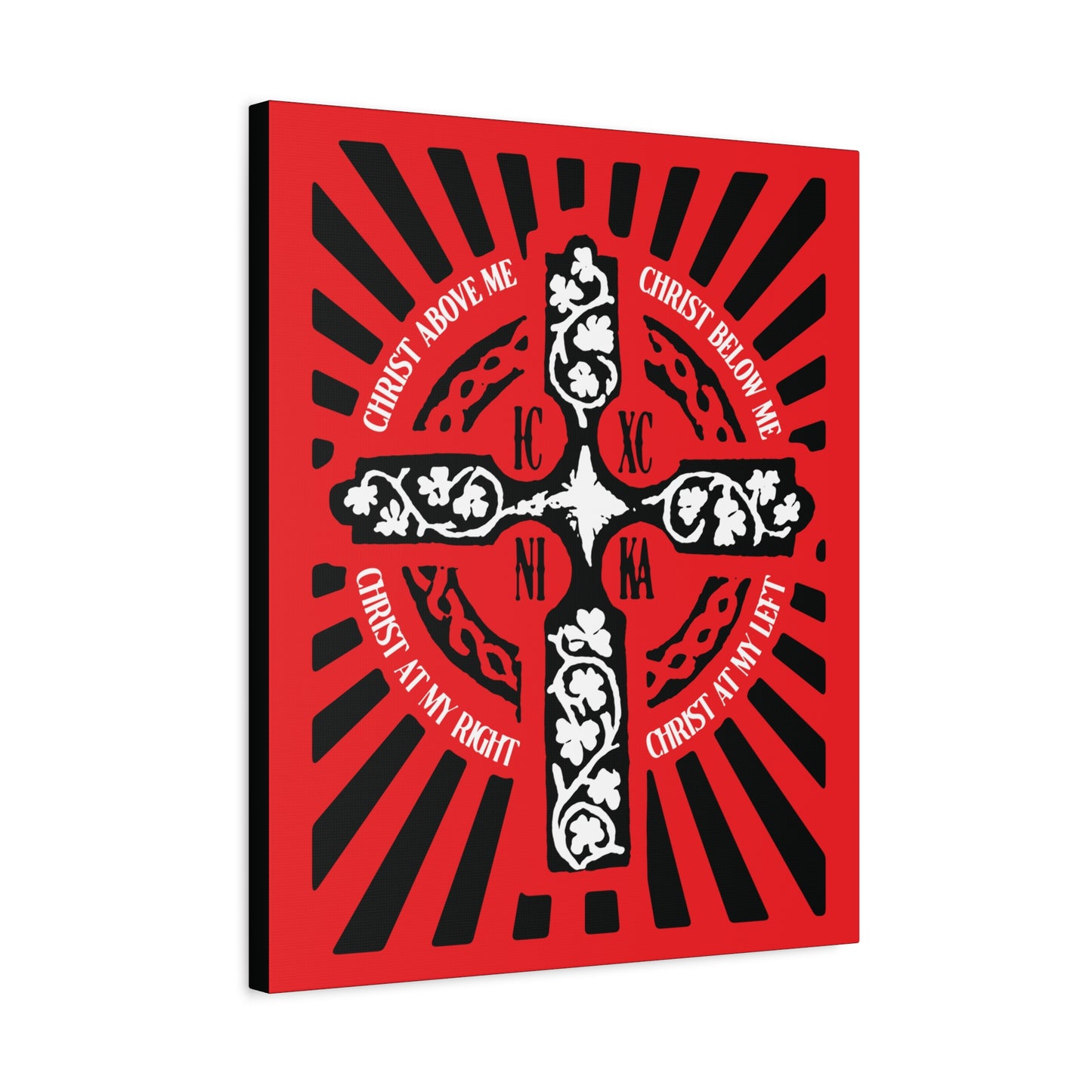 Red ICXC NIKA Enniskillen Celtic Cross | Lorica of St. Patrick | Shield Prayer | Orthodox Christian Canvas Art