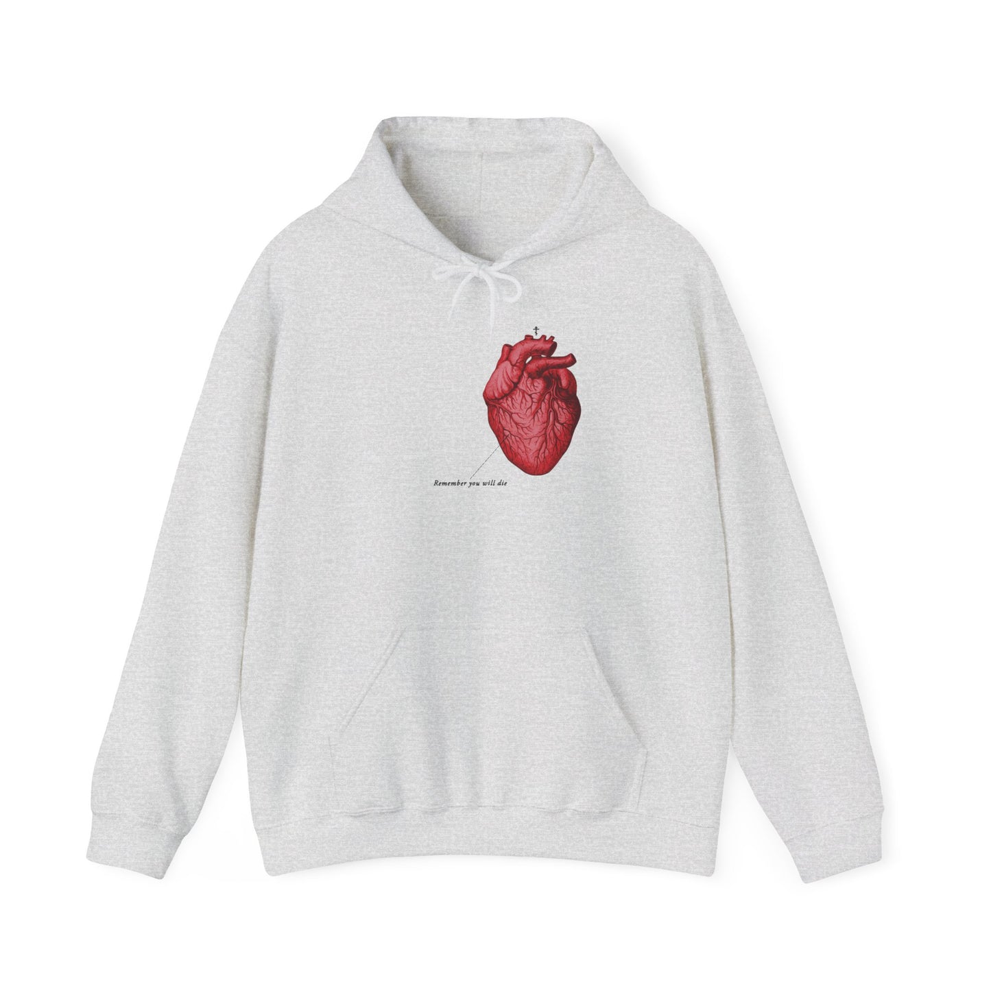 Remember You Will Die Retro Medical Textbook Heart Design | Orthodox Christian Hoodie / Hooded Sweatshirt-Ash-S-Remembrance of Death