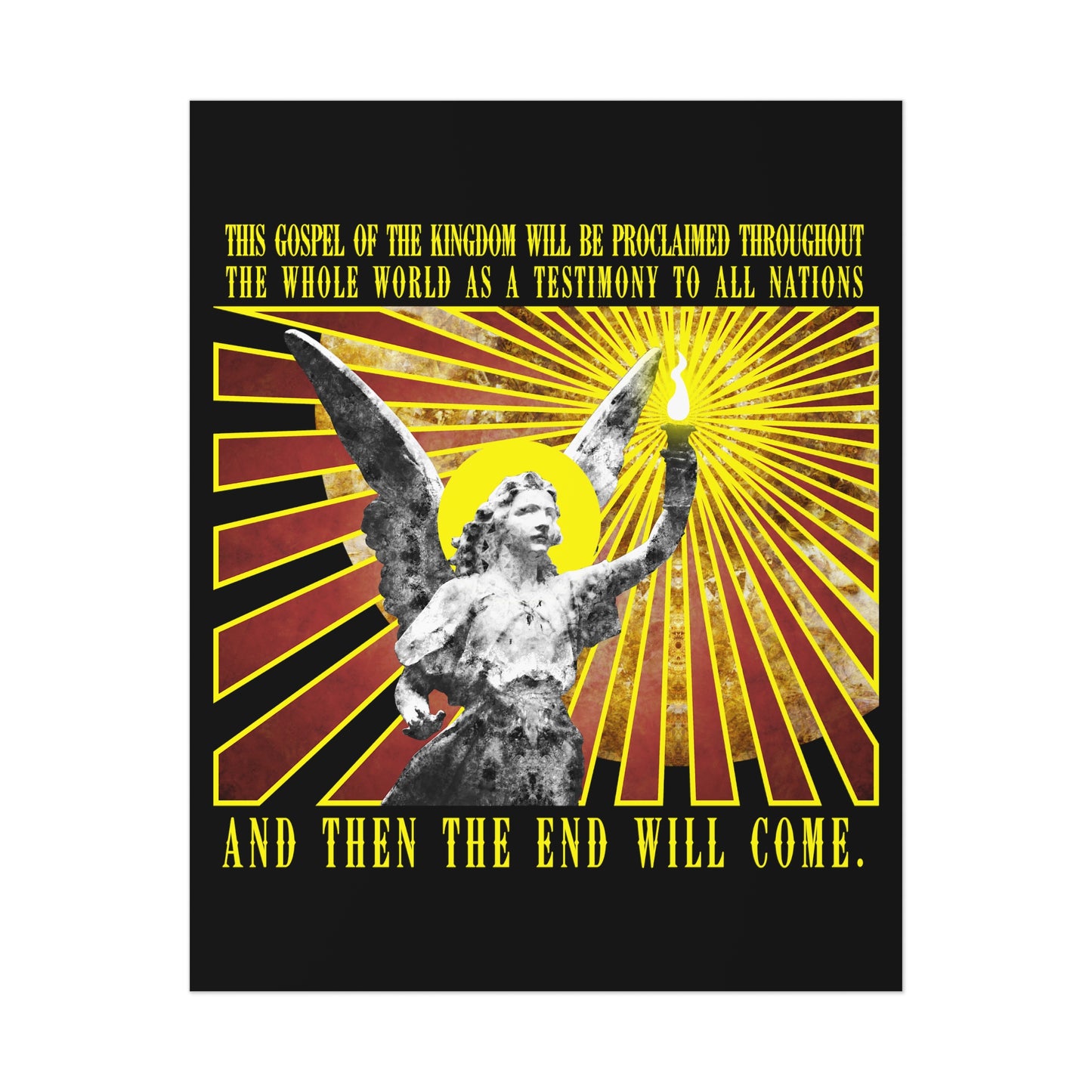 And Then the End Will Come (Matthew 24:14) Cemetery Angel Holding Lamp Emitting Rays | Orthodox Christian Art Poster