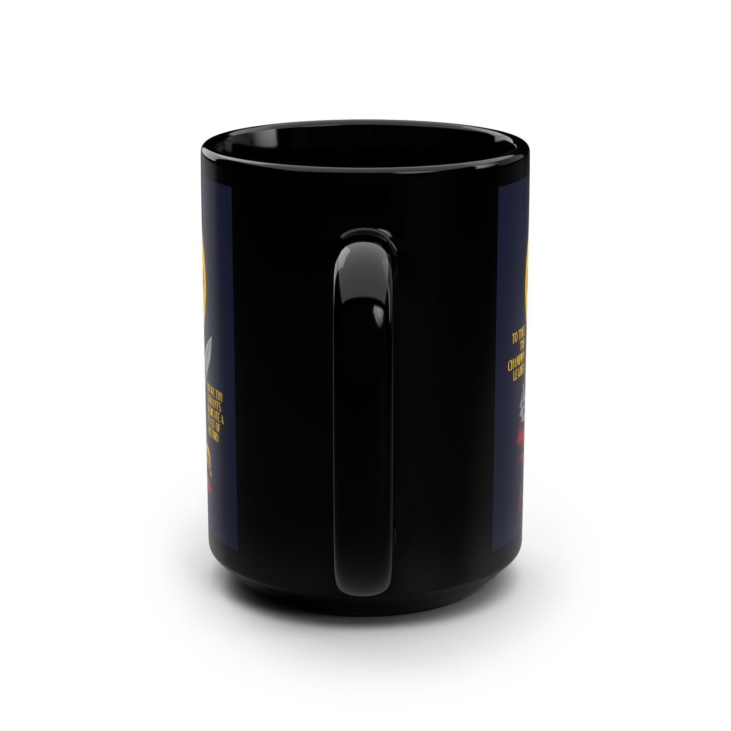To Thee the Champion Leader | Mother of God | Theotokos with Sword IconoGraphic | Orthodox Christian Black Mug