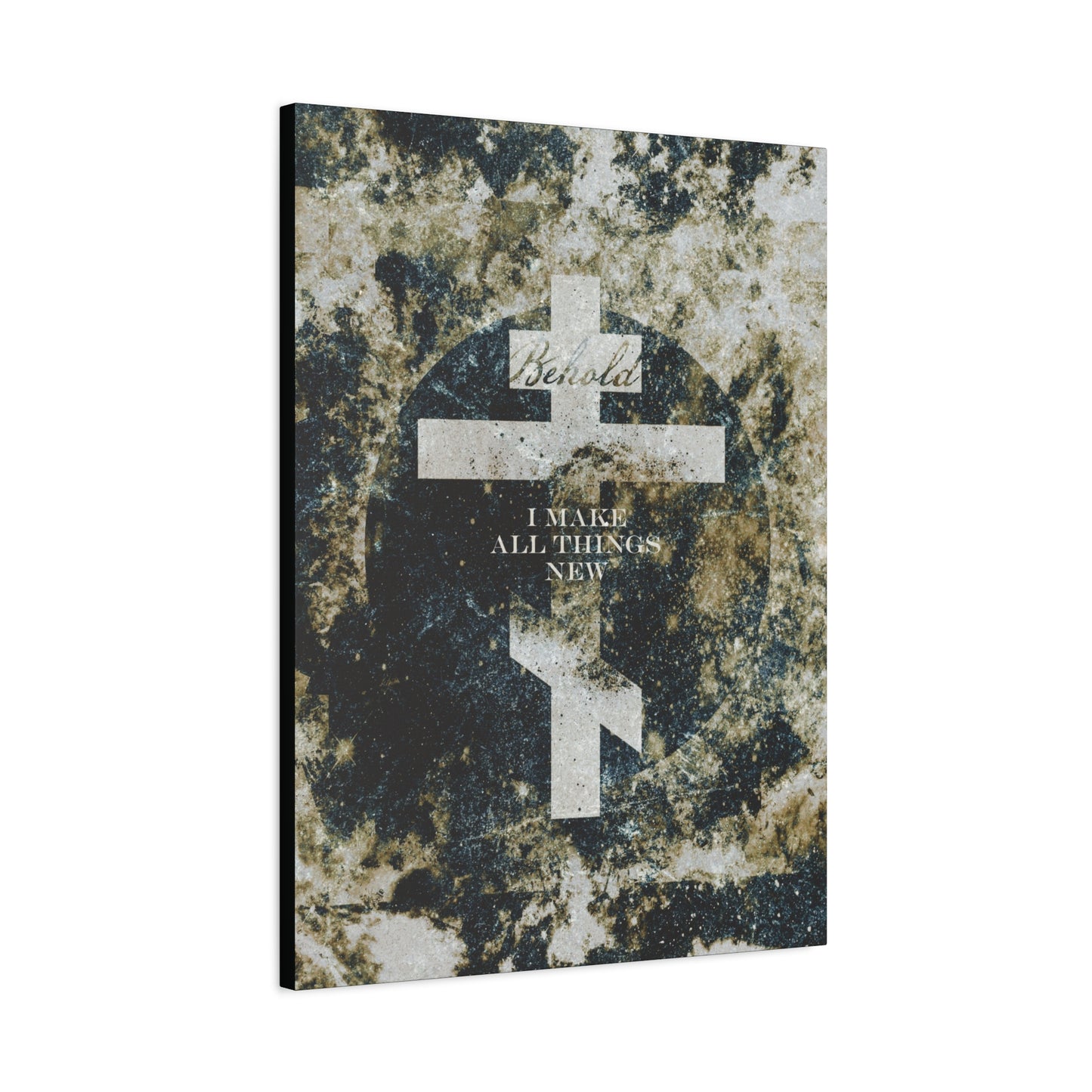 Behold, I Make All Things New | Revelation 21:5 | Cosmic Textured Orthodox Cross | Parousia | Orthodox Christian Canvas Art
