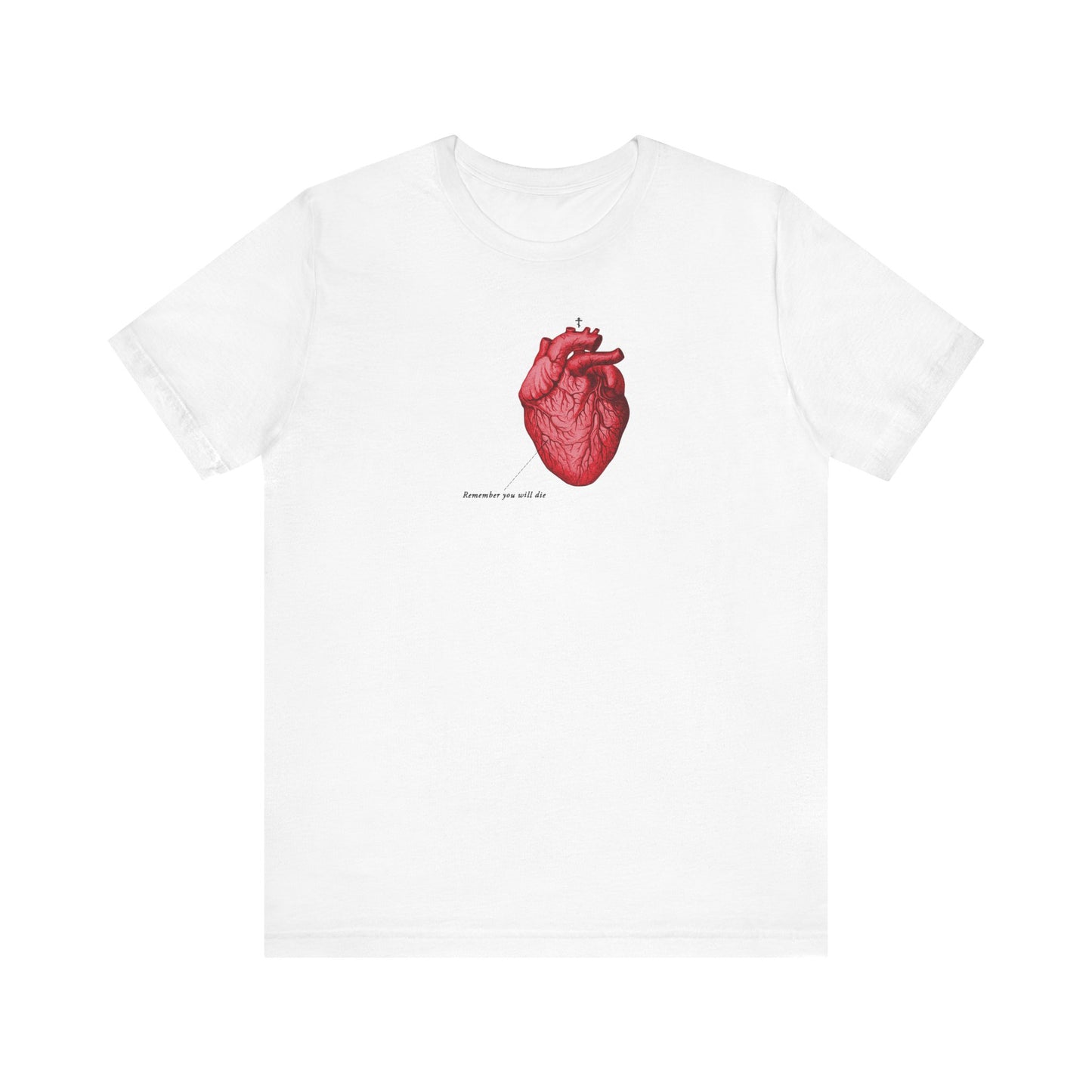 Remember You Will Die Retro Medical Textbook Heart Design | Orthodox Christian T-Shirt-White-S-Remembrance of Death