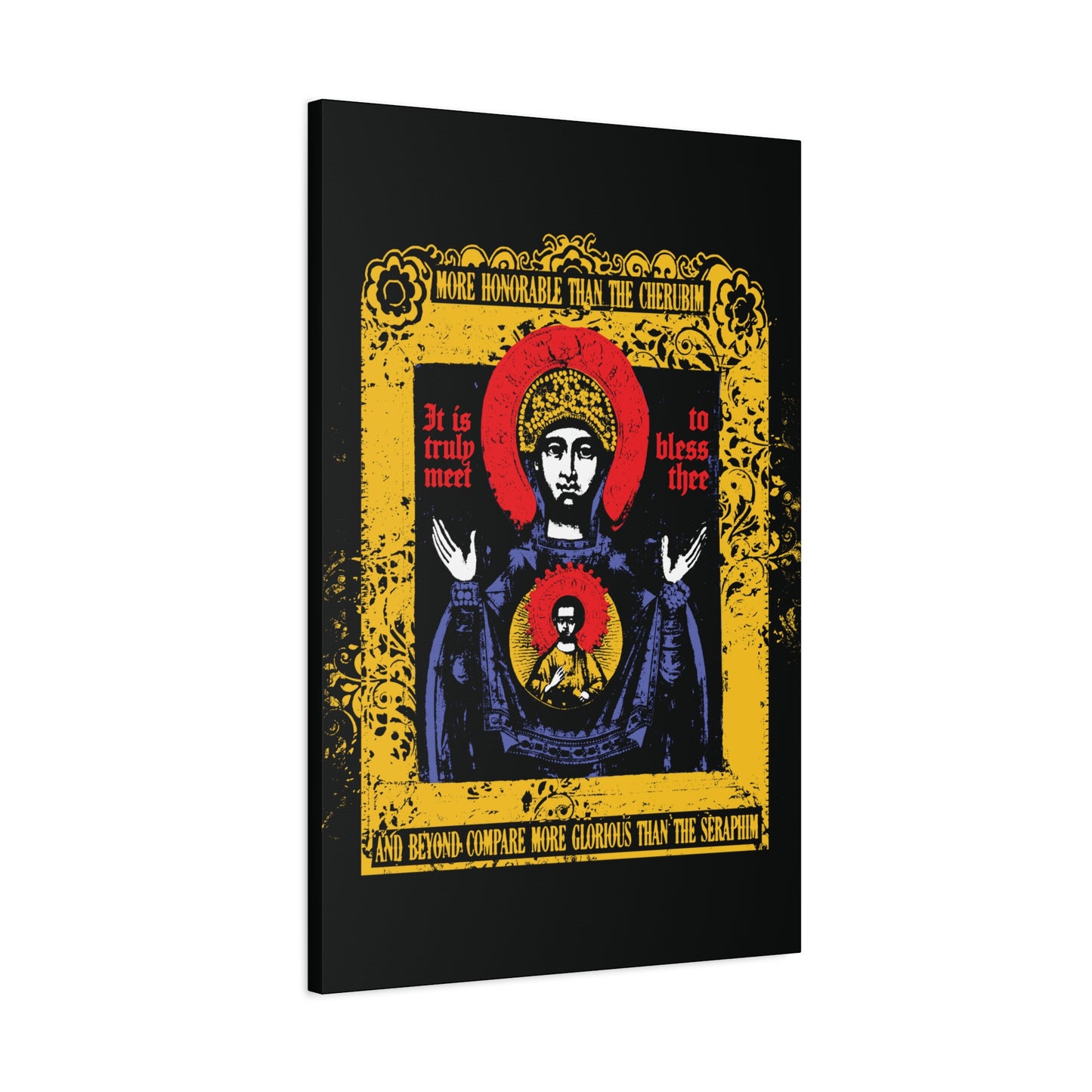It is Truly Meet To Bless Thee Iconographic | Axion Estin Hymn to the Mother of God Theotokos | Orthodox Christian Canvas Art