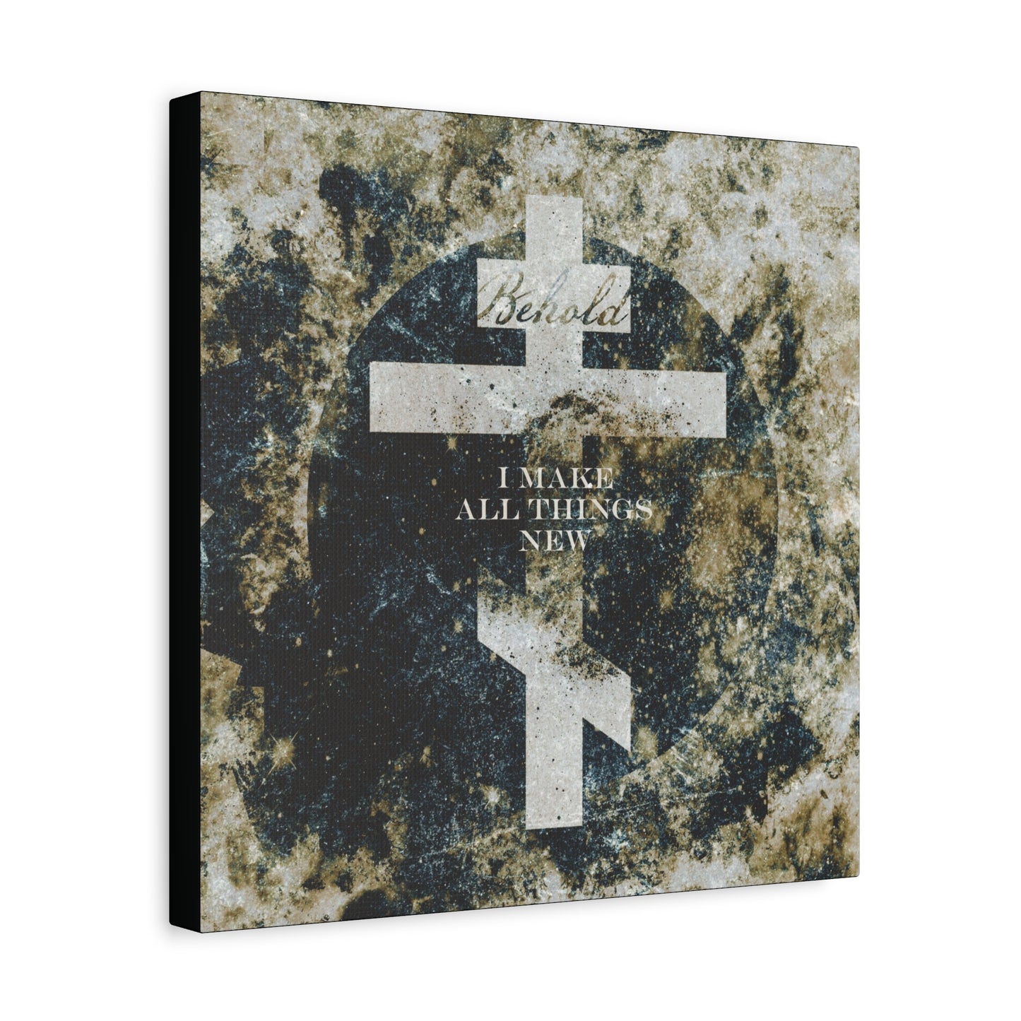 Behold, I Make All Things New | Revelation 21:5 | Cosmic Textured Orthodox Cross | Parousia | Orthodox Christian Canvas Art