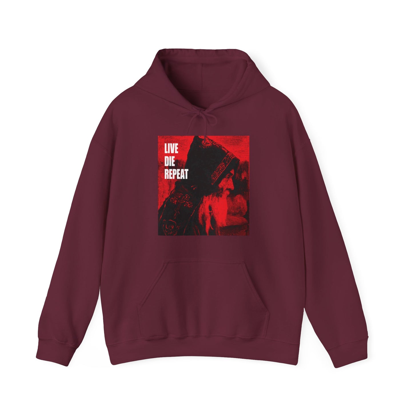Live Die Repeat (Featuring "Monk" Artwork by Mikhail Nesterov) No. 1 | Orthodox Christian Hoodie / Hooded Sweatshirt
