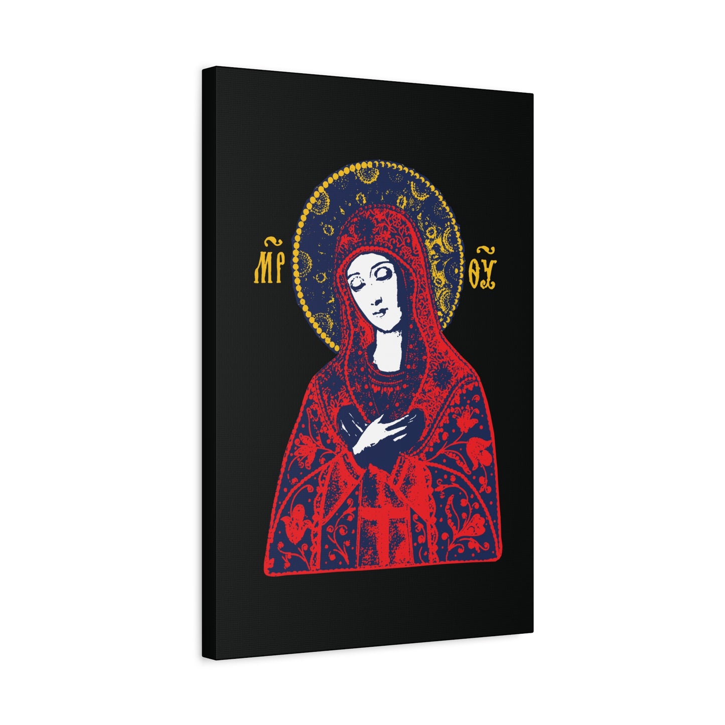 Joy of All Joys Tenderness Theotokos Iconographic Based on Traditional Orthodox Iconography | Red Design | Orthodox Christian Canvas Art