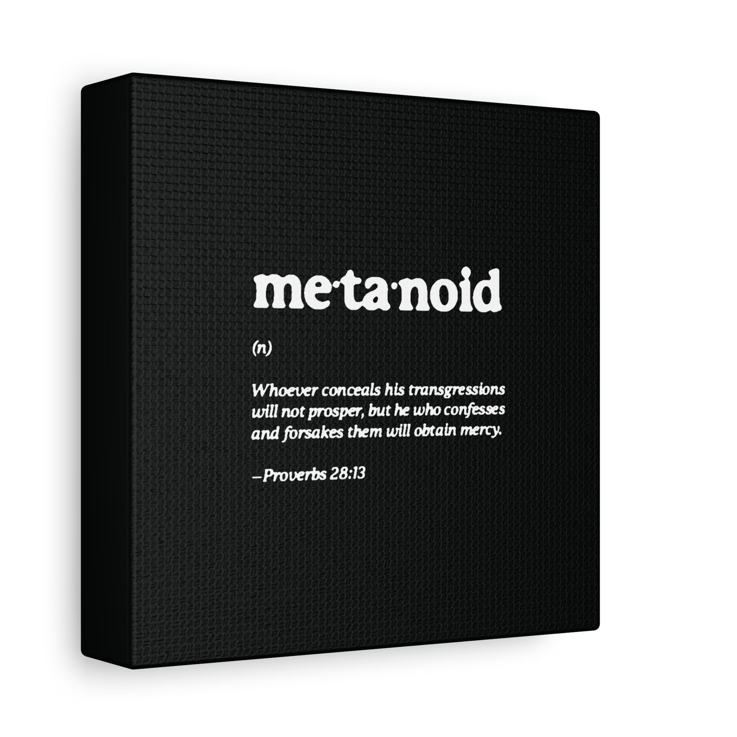 Metanoia Metanoid Definition | Proverbs 28:13 | Confession & Repentance | Minimalist Design | Orthodox Christian Canvas Art