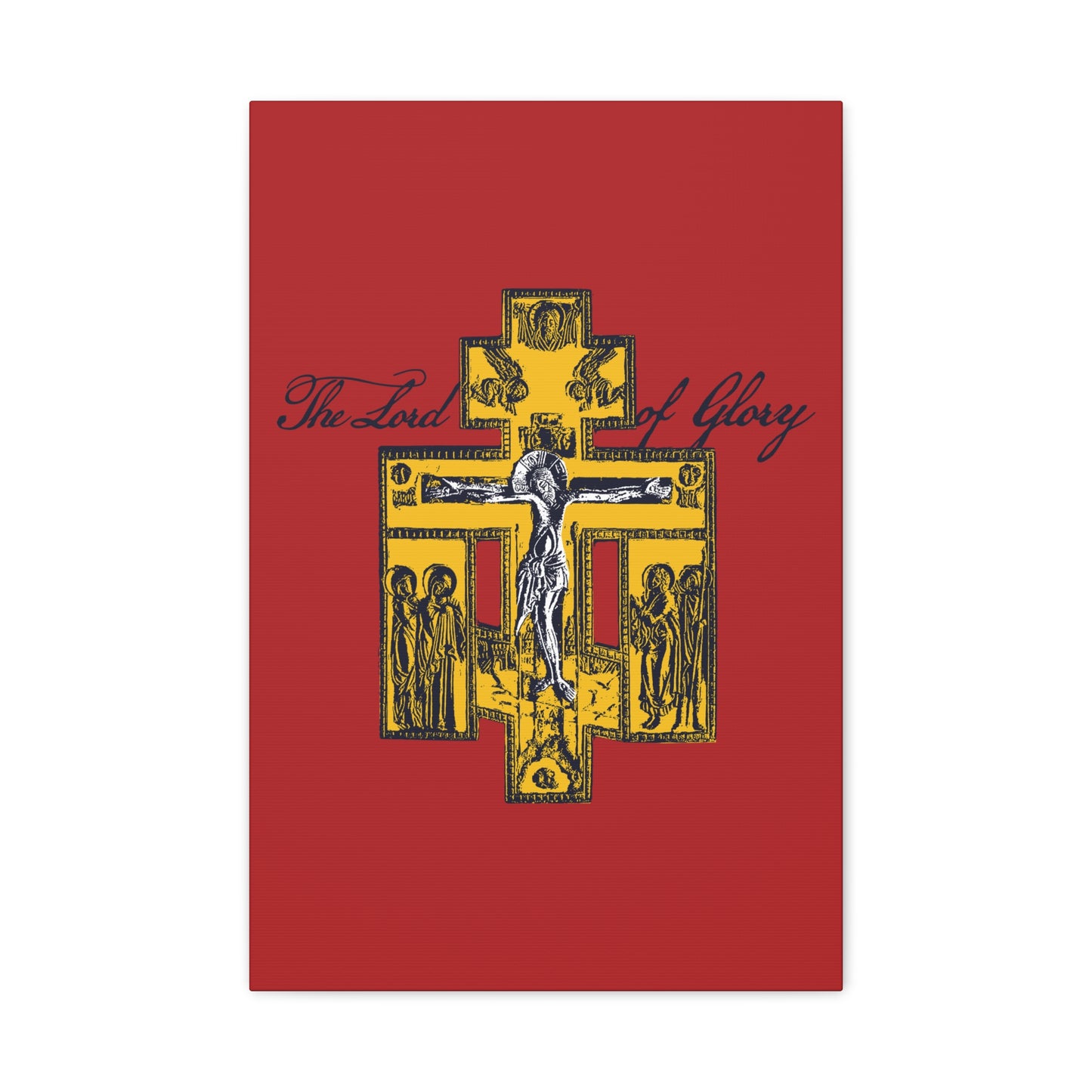 The Lord of Glory | Russian Golgotha Crucifix IconoGraphic (Red BG) | 1 Corinthians 2:8 | Orthodox Christian Canvas Art
