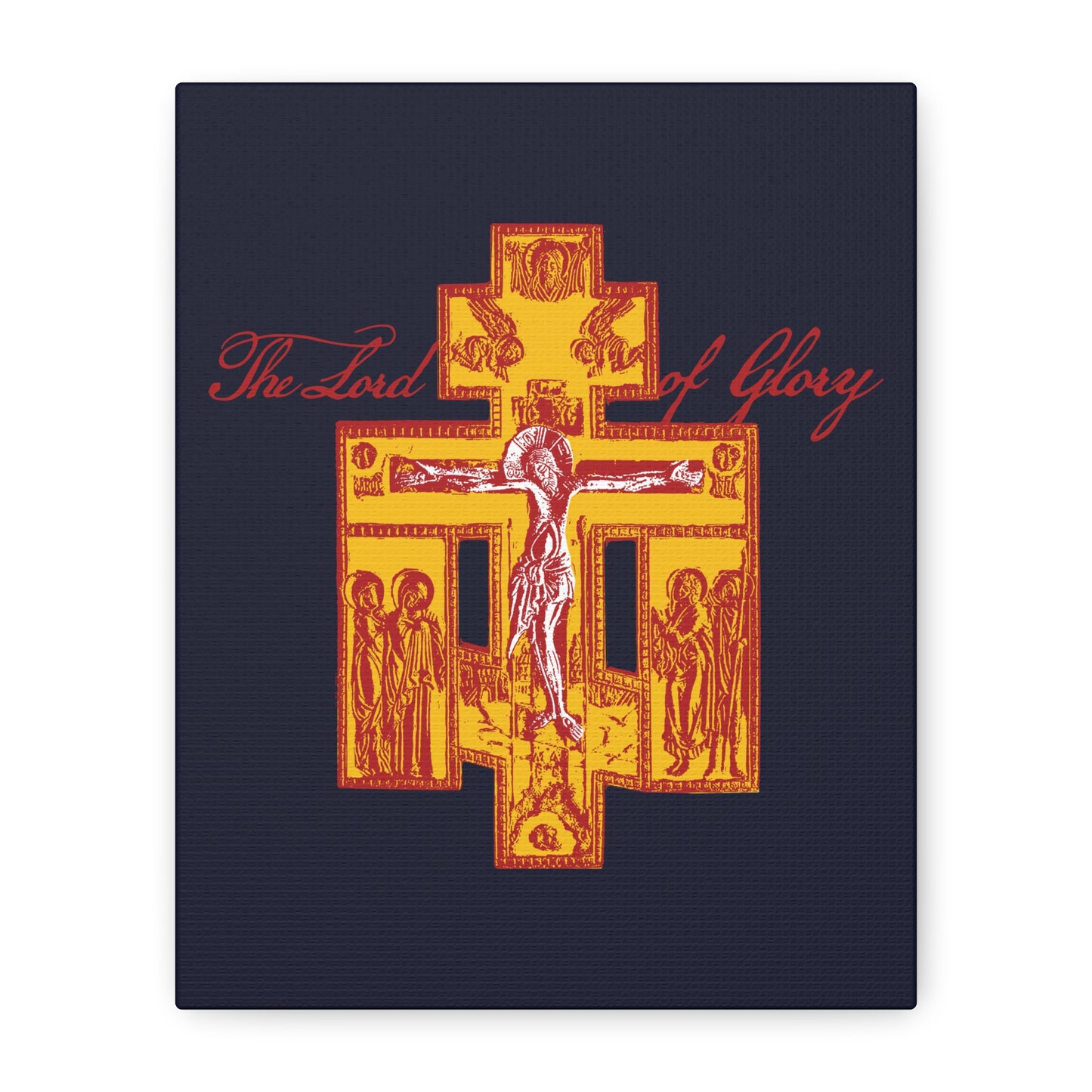The Lord of Glory | Russian Golgotha Crucifix IconoGraphic (Blue BG) | 1 Corinthians 2:8 | Orthodox Christian Canvas Art