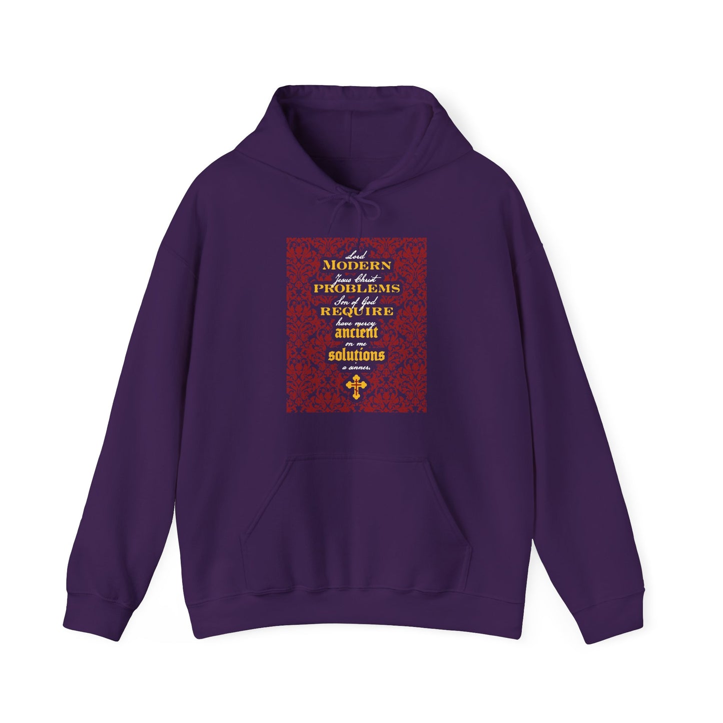 Modern Problems Require Ancient Solutions (Jesus Prayer, Floral Background) No. 2 | Orthodox Christian Hoodie