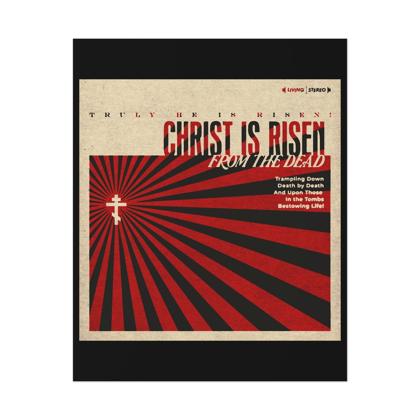 Christ is Risen from the Dead | Paschal Troparion | Retro LP Cover Design | Orthodox Christian Art Poster
