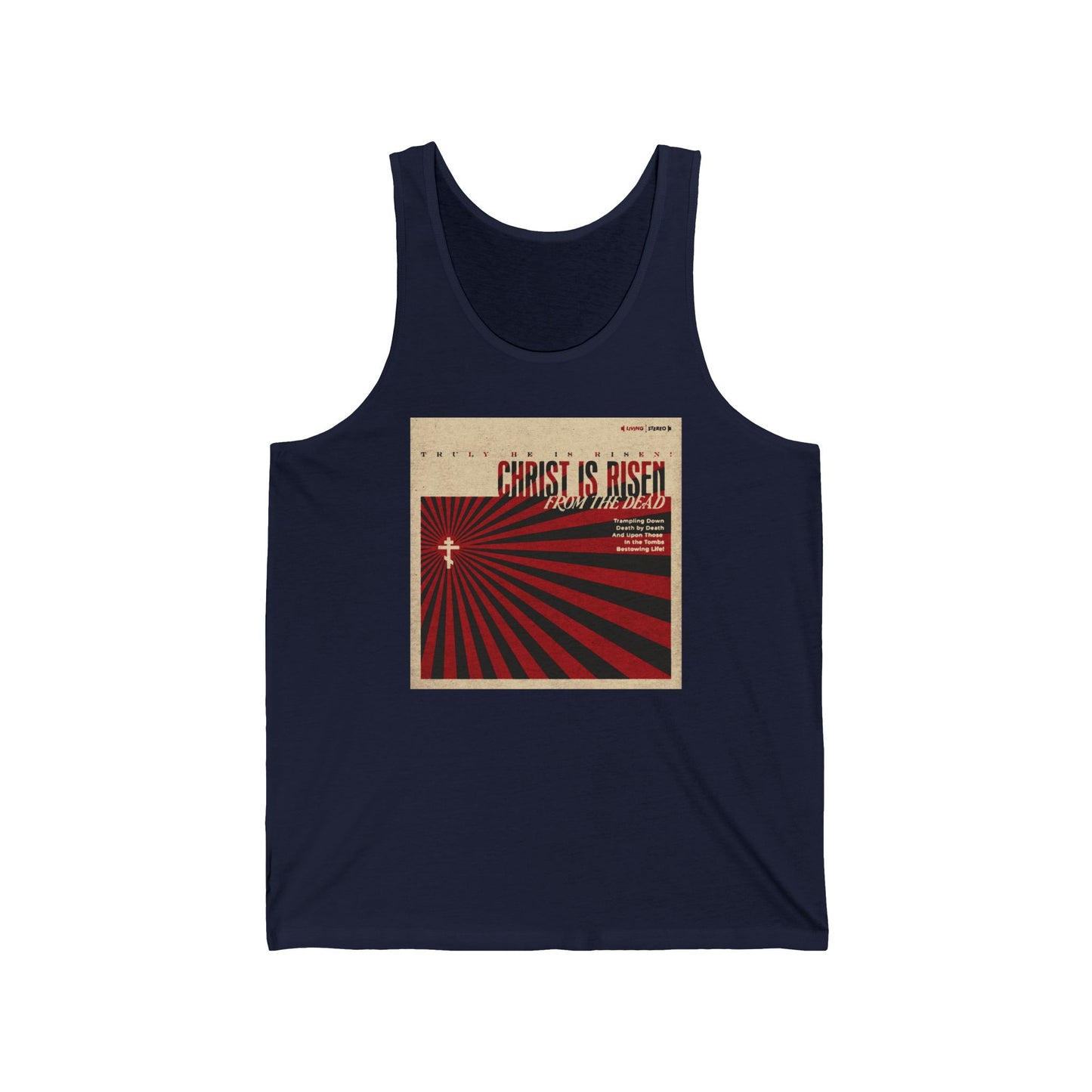 Christ is Risen from the Dead | Paschal Troparion | Retro LP Cover Design | Orthodox Christian Jersey Tank Top / Sleeveless Shirt