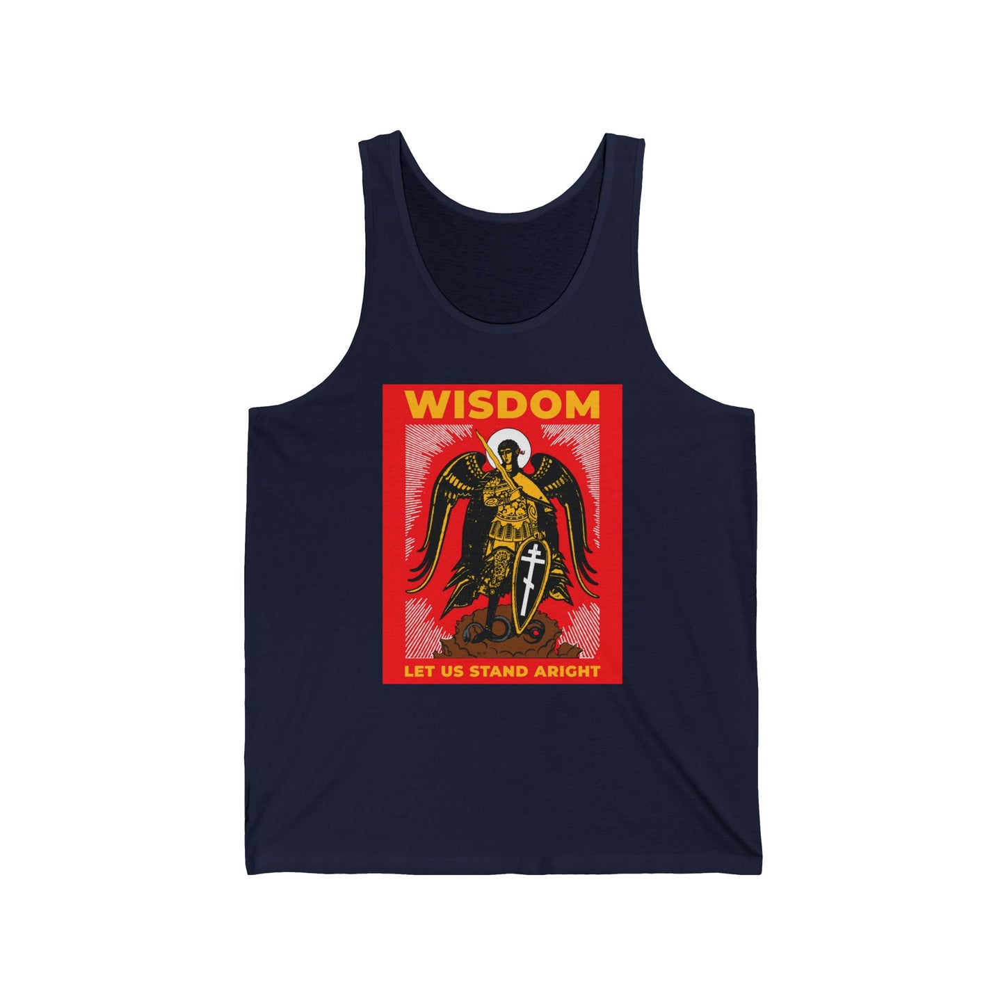 Wisdom: Let Us Stand Aright (Archangel Michael) No. 1 | Orthodox Christian Jersey Tank Top / Sleeveless Shirt