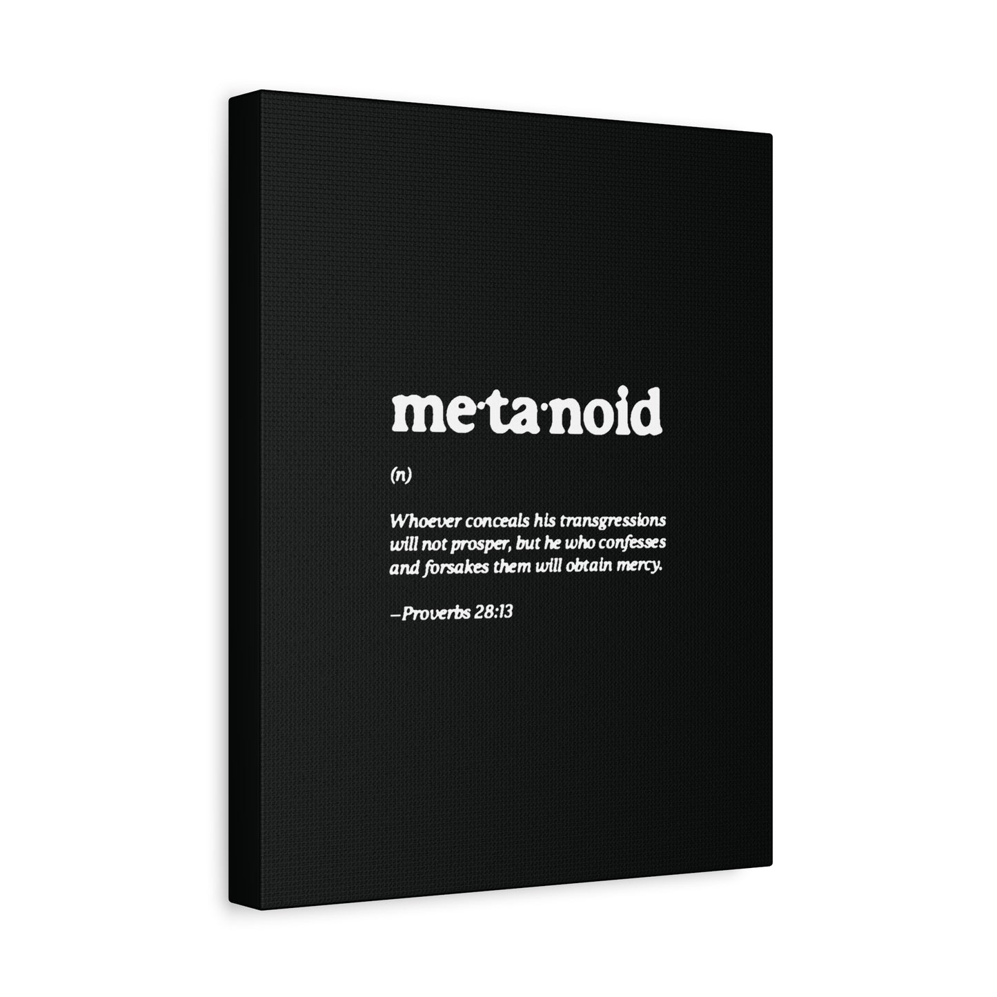 Metanoia Metanoid Definition | Proverbs 28:13 | Confession & Repentance | Minimalist Design | Orthodox Christian Canvas Art