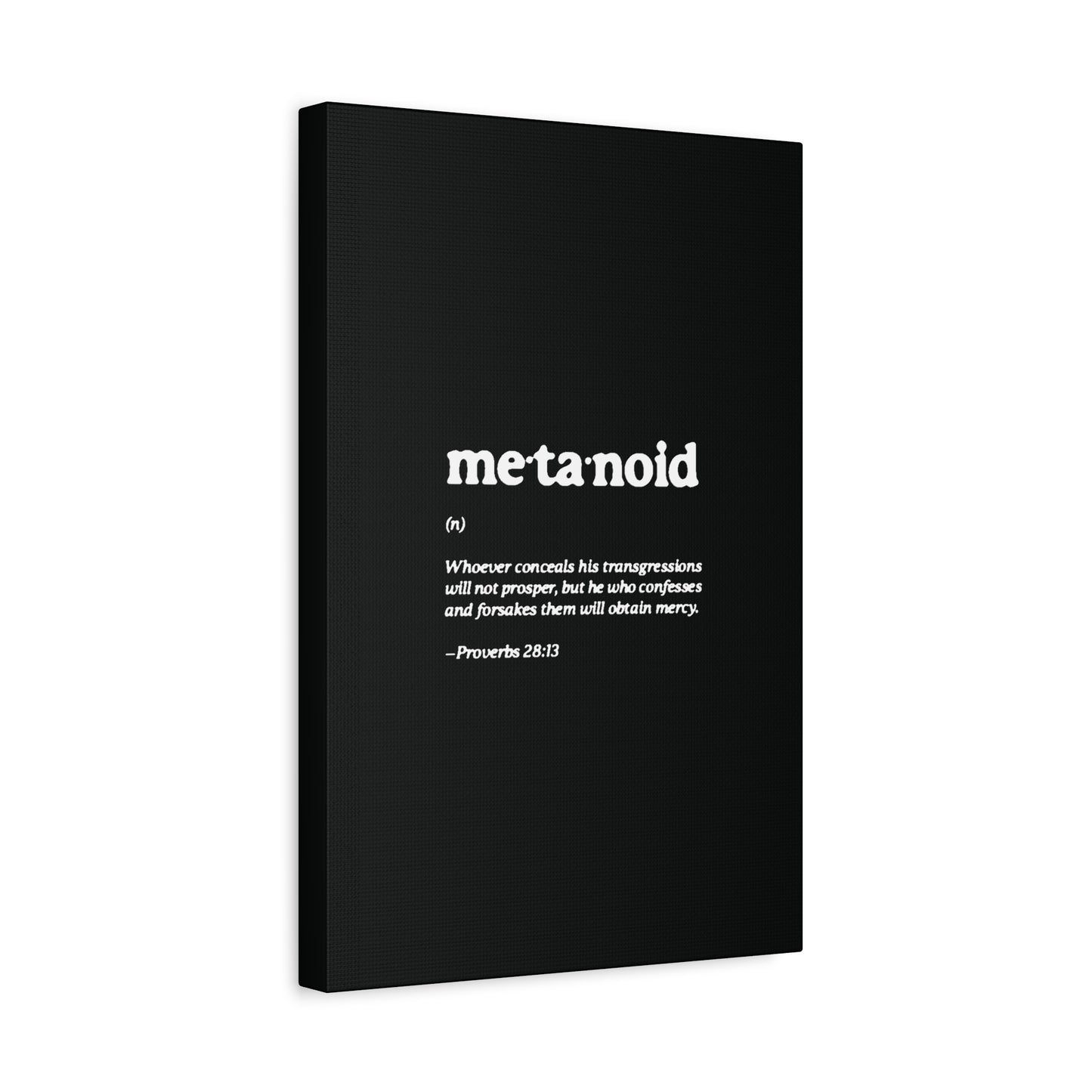 Metanoia Metanoid Definition | Proverbs 28:13 | Confession & Repentance | Minimalist Design | Orthodox Christian Canvas Art