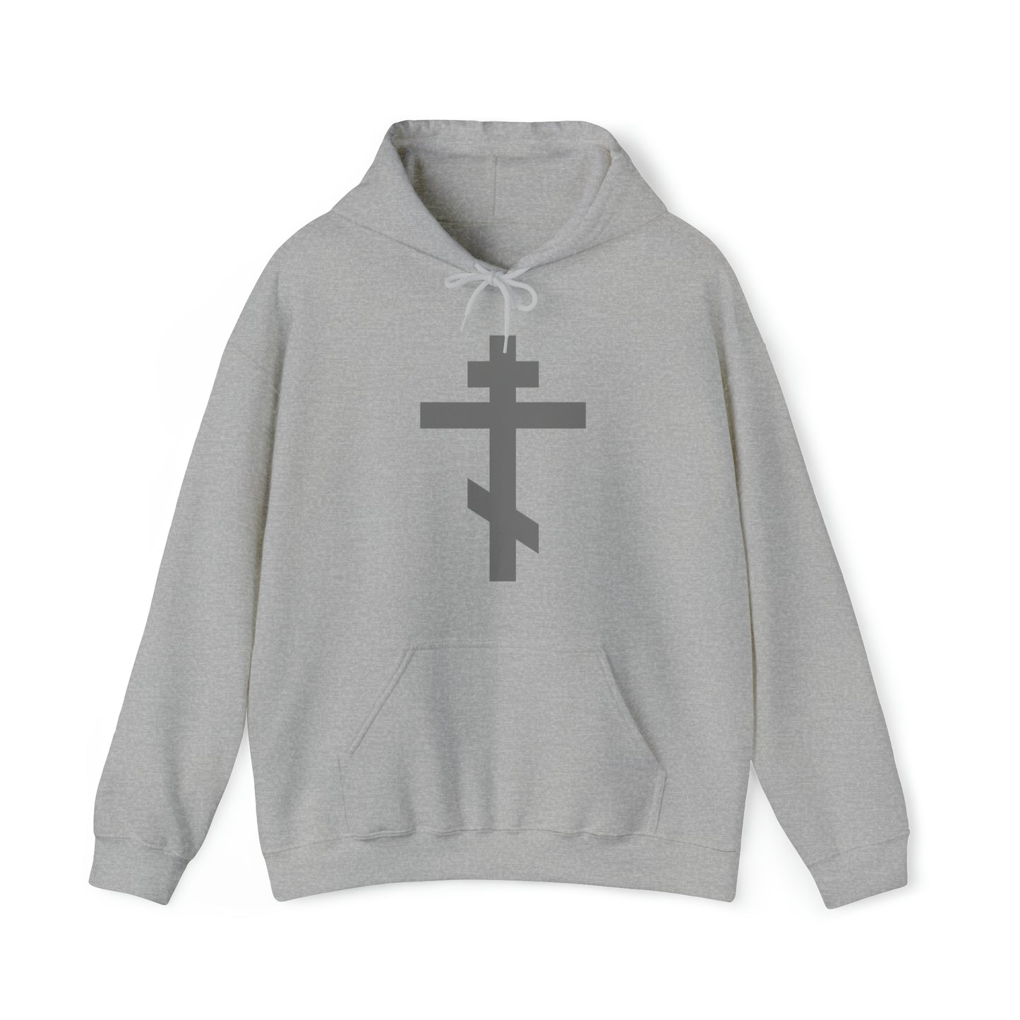 Simple Orthodox Cross (Light Gray) No. 1 | Orthodox Christian Hoodie / Hooded Sweatshirt