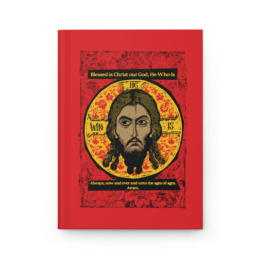 Made Without Hands (Mandylion/Image of Edessa) | Jesus Christ Orthodox Icon Graphic Design | Red Black & Yellow | Hardcover Journal