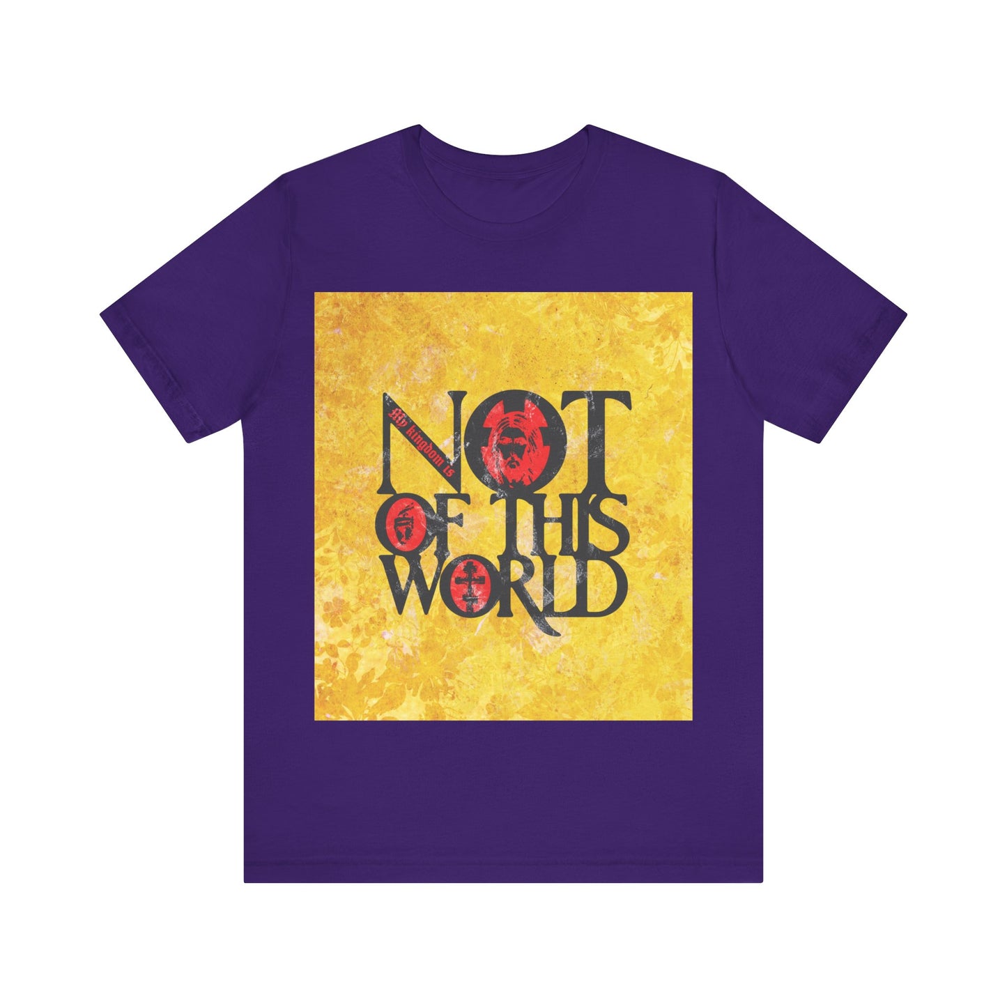 My Kingdom is Not of This World (John 18:36) | Bold Red, Yellow & Black Textured Design with Icon Motifs | Orthodox Christian T-Shirt