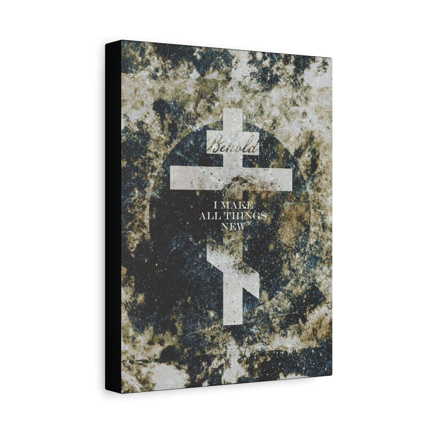 Behold, I Make All Things New | Revelation 21:5 | Cosmic Textured Orthodox Cross | Parousia | Orthodox Christian Canvas Art