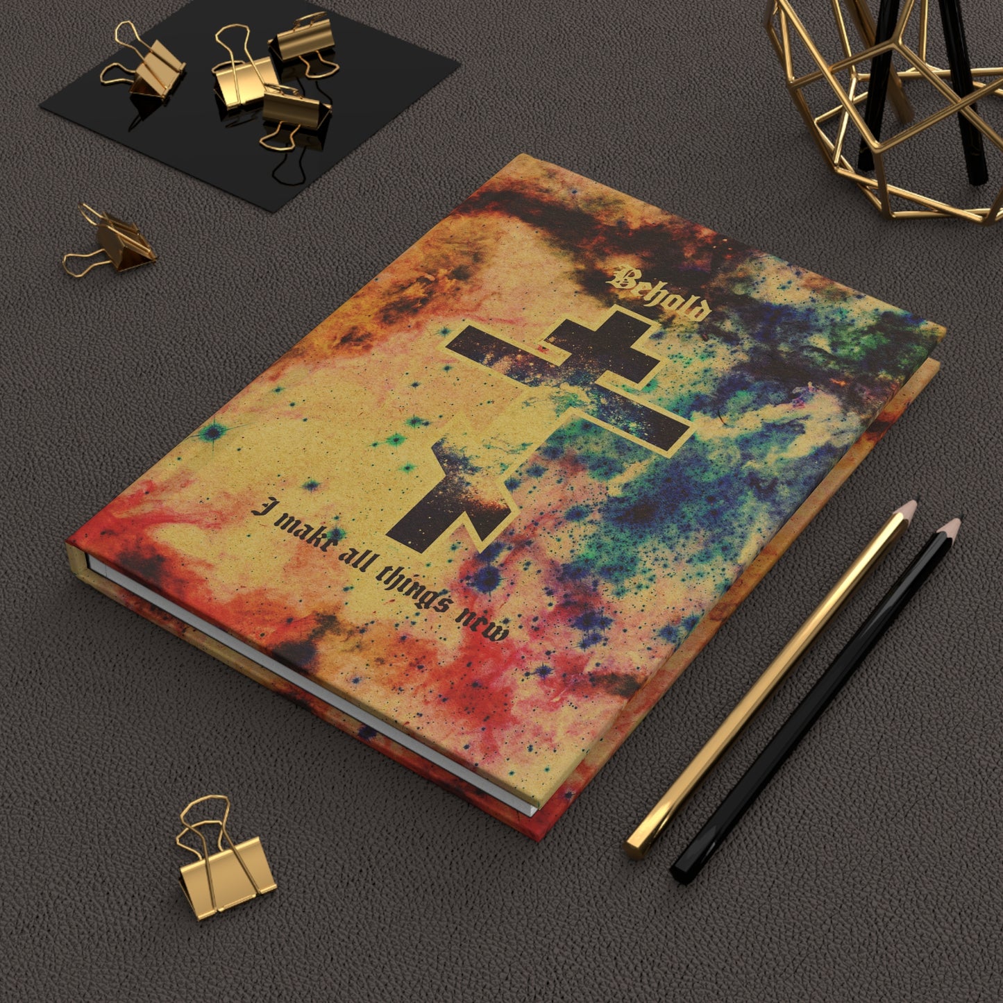 Behold, I Make All Things New (Rev 21:5) | Cosmic Orthodox Cross On Inverted Starfield | Second Coming | Orthodox Christian Hardcover Journal