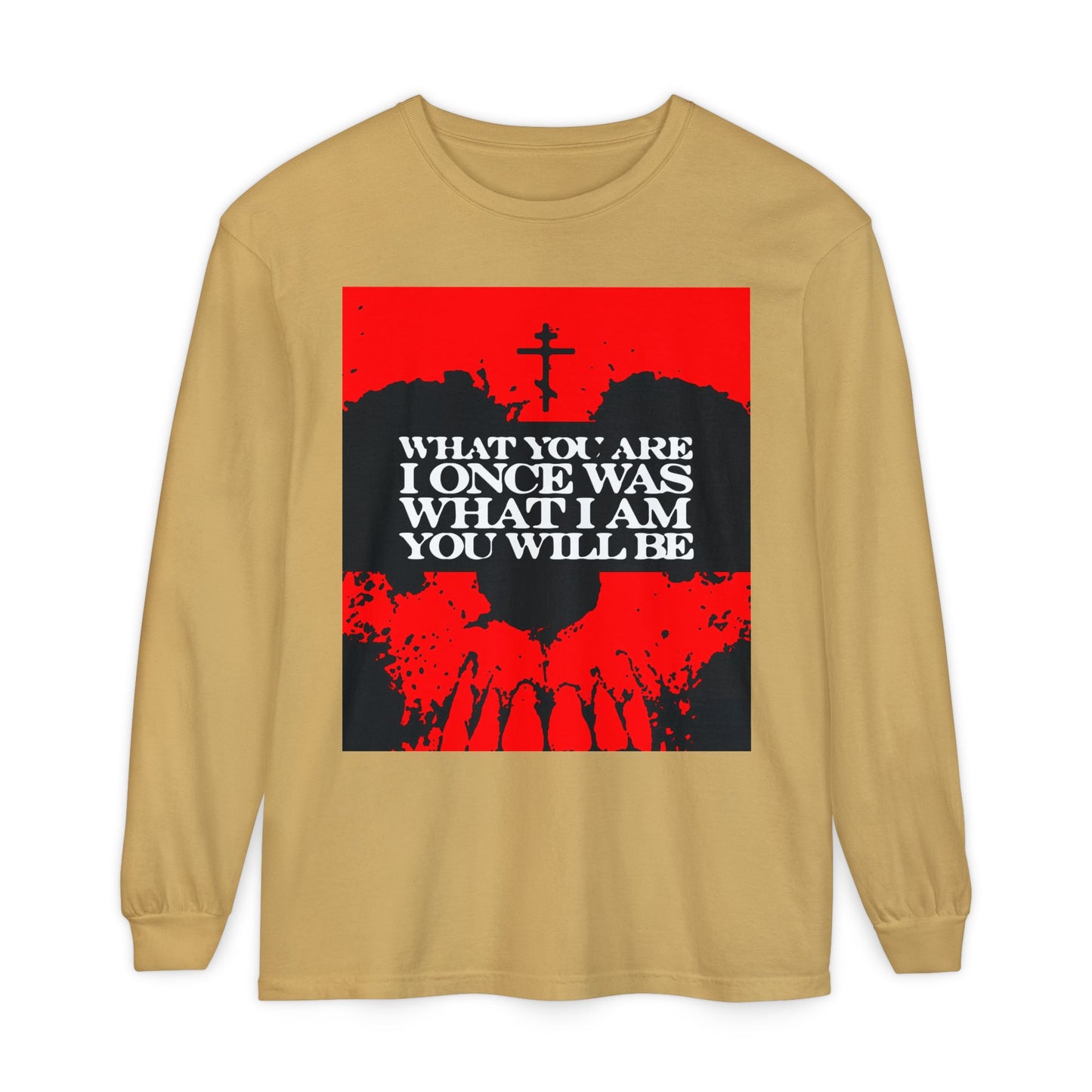 What You Are, I Once Was. What I Am, You Will Be | Memento Mori | Red Skull Remembrance of Death | Orthodox Christian Long Sleeve Shirt