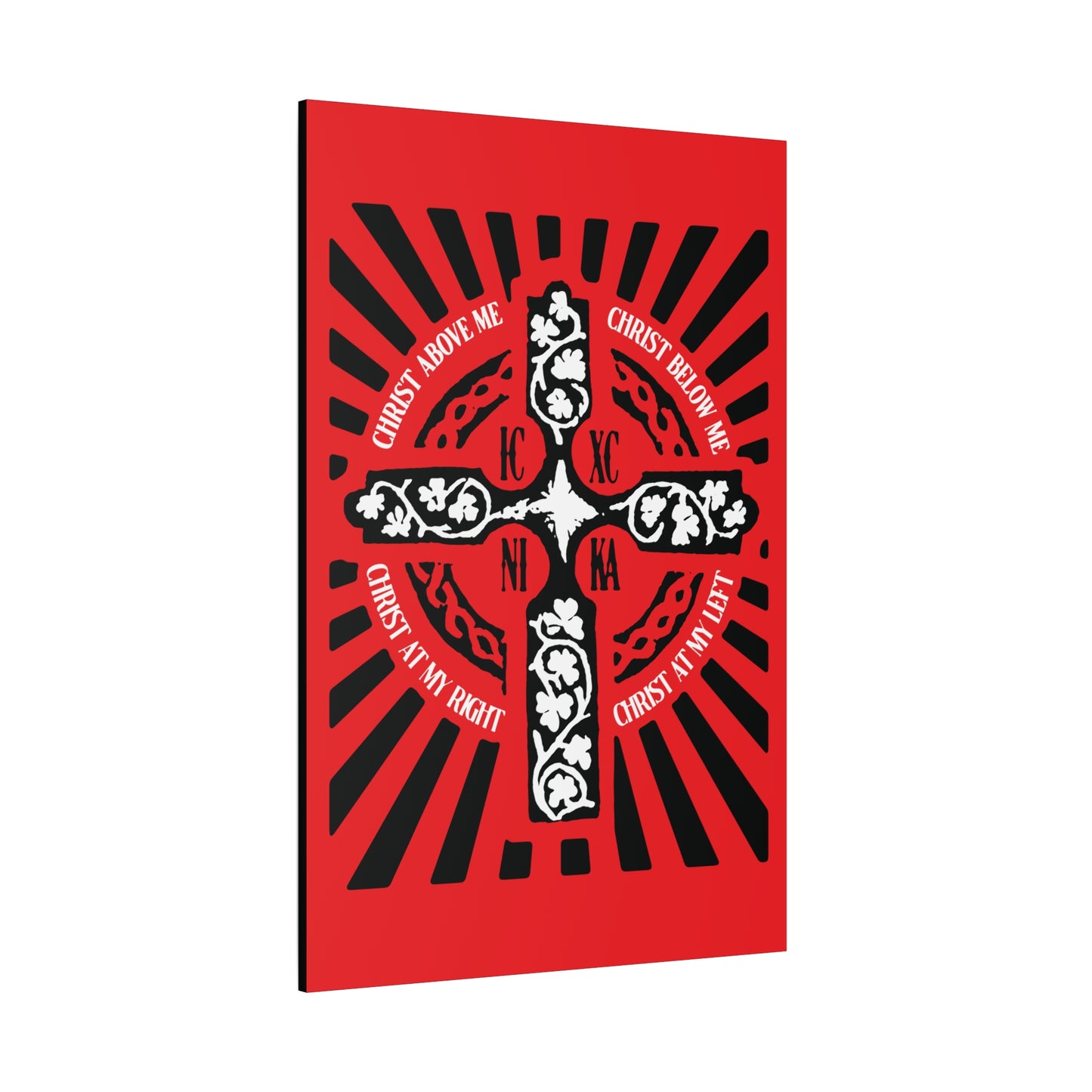 Red ICXC NIKA Enniskillen Celtic Cross | Lorica of St. Patrick | Shield Prayer | Orthodox Christian Canvas Art