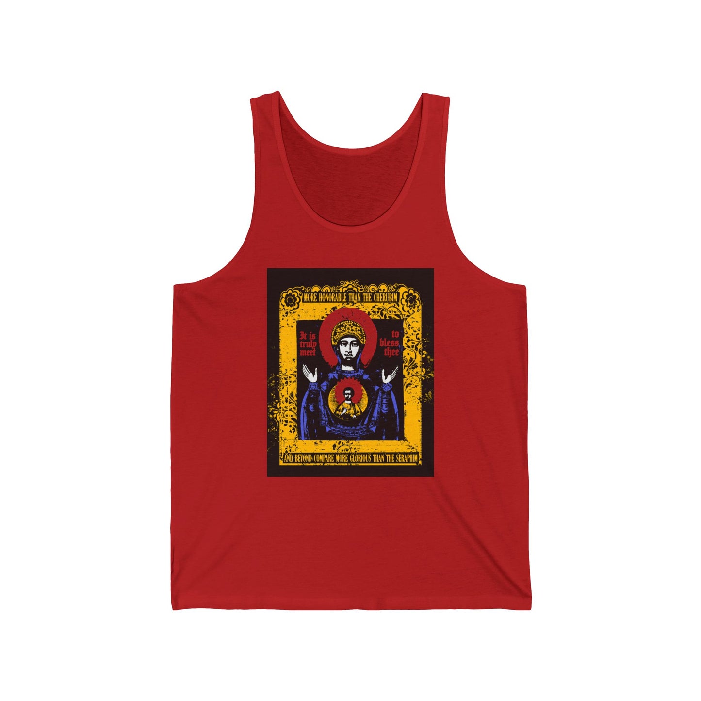 It is Truly Meet To Bless Thee Iconographic | Axion Estin Hymn to the Mother of God Theotokos | Orthodox Christian Jersey Tank Top