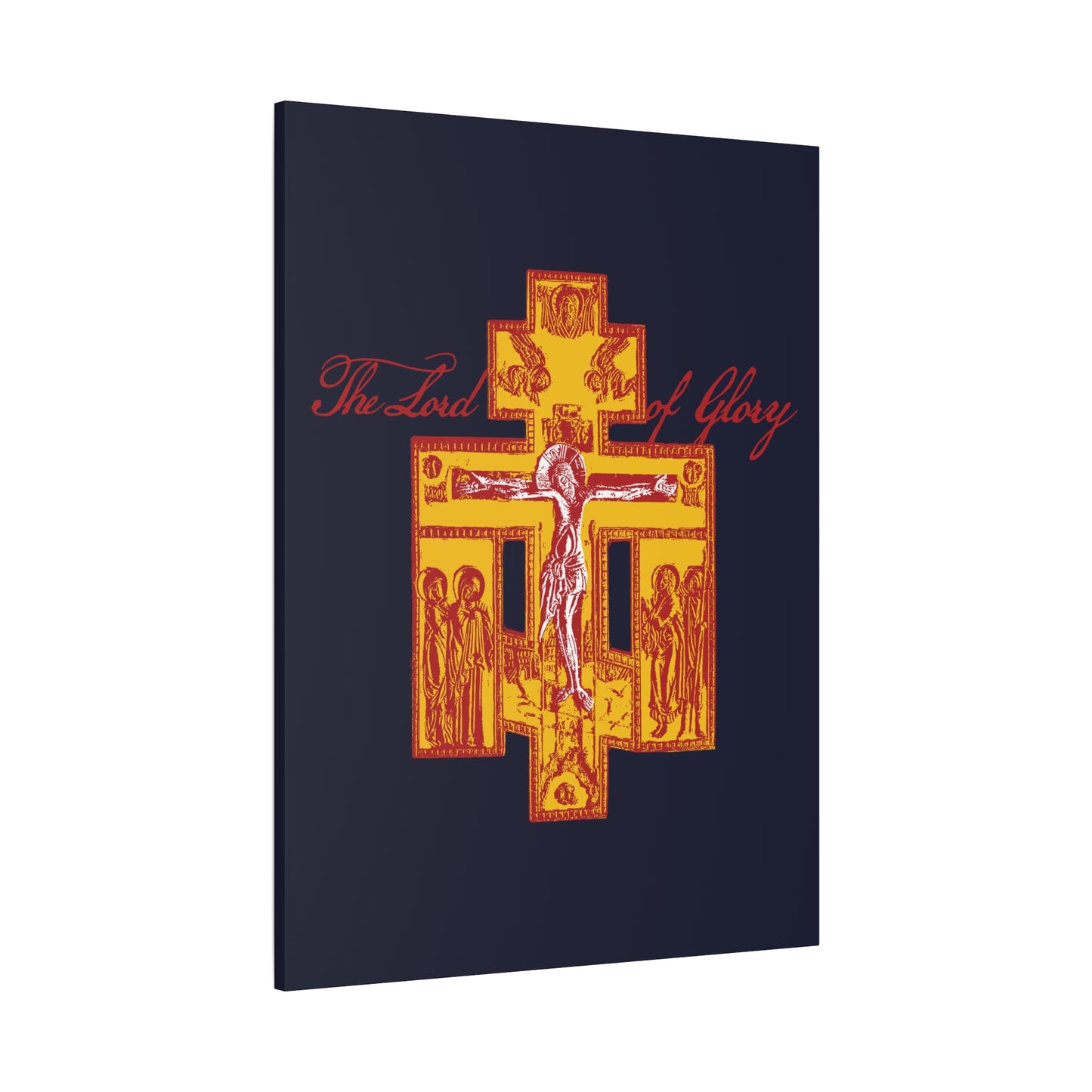 The Lord of Glory | Russian Golgotha Crucifix IconoGraphic (Blue BG) | 1 Corinthians 2:8 | Orthodox Christian Canvas Art